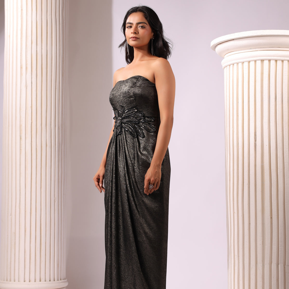 Black Shimmer Long Gown main image 1