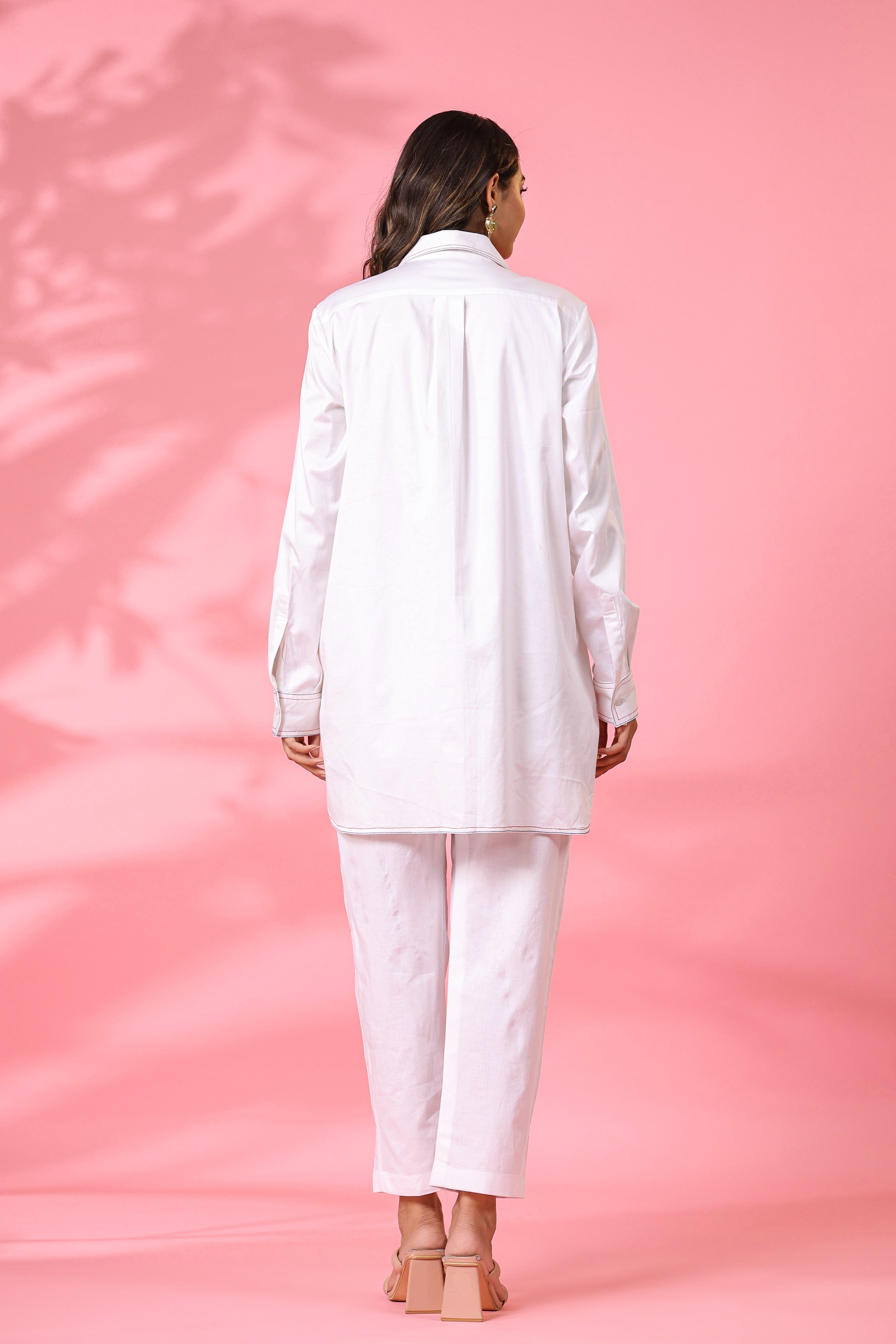 WHITE EMBELLISHED BUTTERFLY SHIRT CO ORD SET