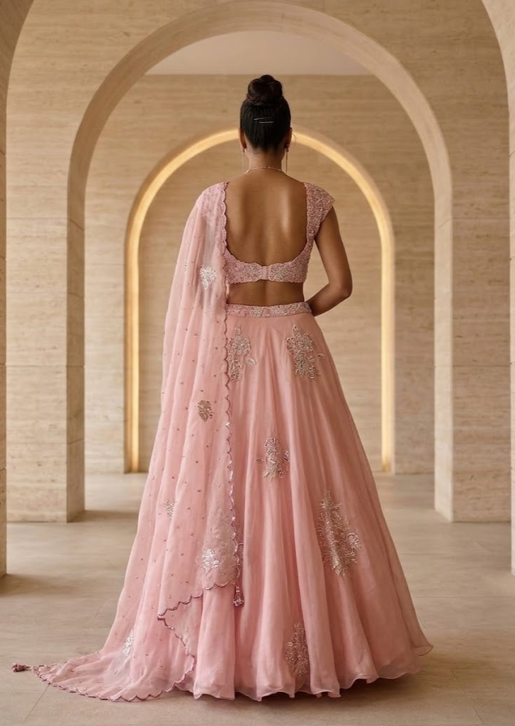 PINK EMBROIDERD LEHENGA SET