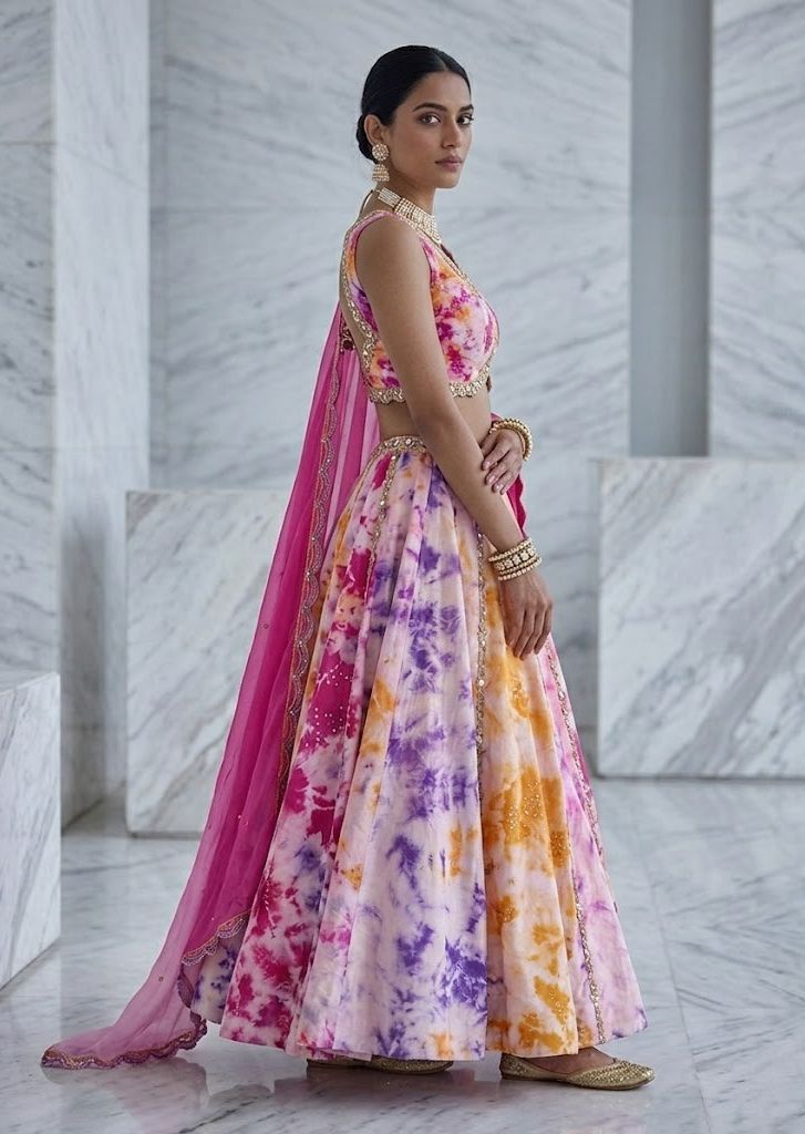 MULTICOLOR TIE AND DYE GOTA PATTI LEHENGA