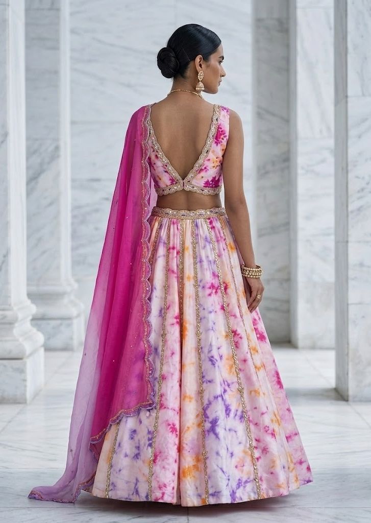 MULTICOLOR TIE AND DYE GOTA PATTI LEHENGA