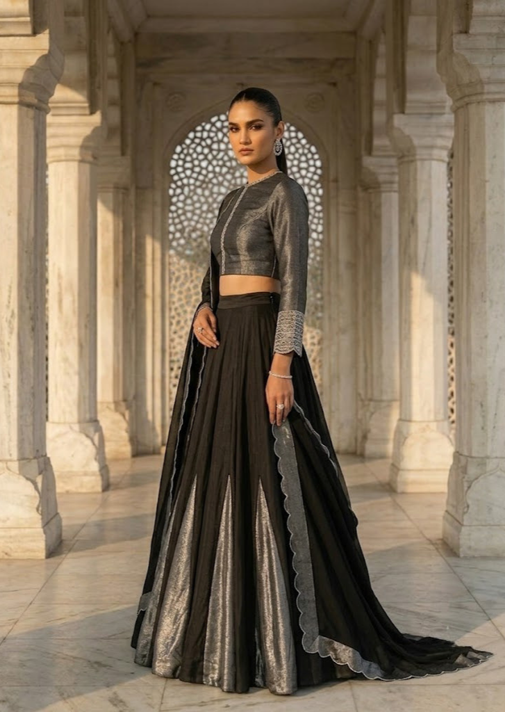 BLACK TISSUE LEHENGA