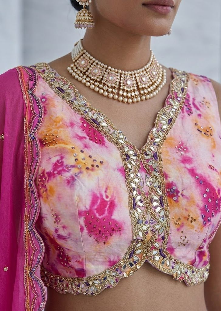 MULTICOLOR TIE AND DYE GOTA PATTI LEHENGA