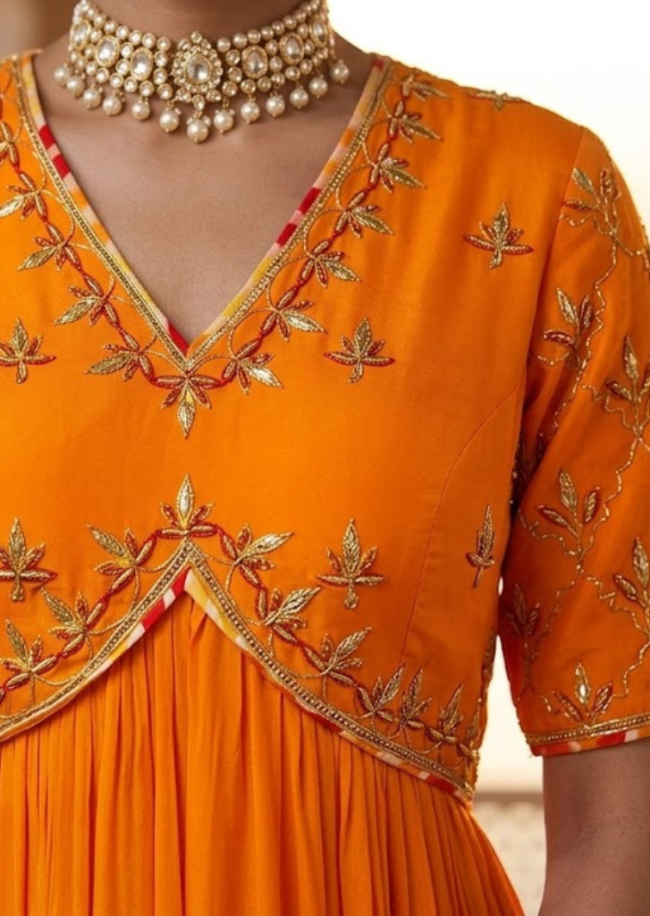 MANGO YELLOW GOTA PATTI SHARARA LEHENGA AND LEHERIYA DUPATTA