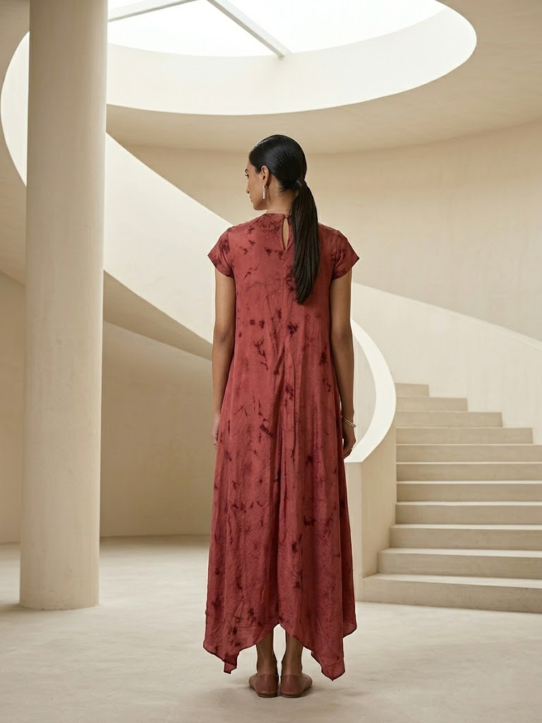 STYLISH DRESS WITH ELEGANT EMBROIDERY ON THE FRONT.
