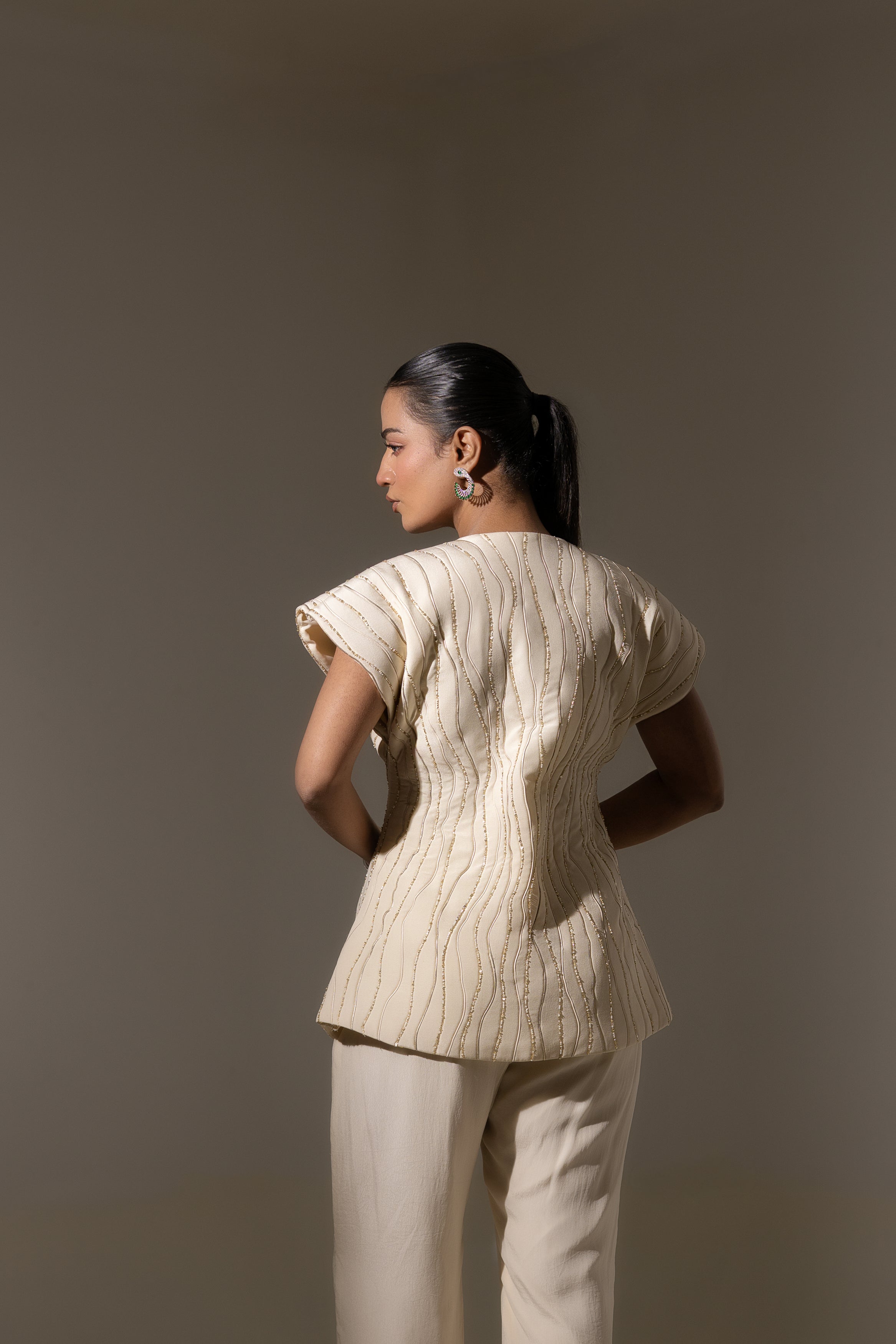 EMBROIDERED JACKET WITH STRAIGHT PANTS