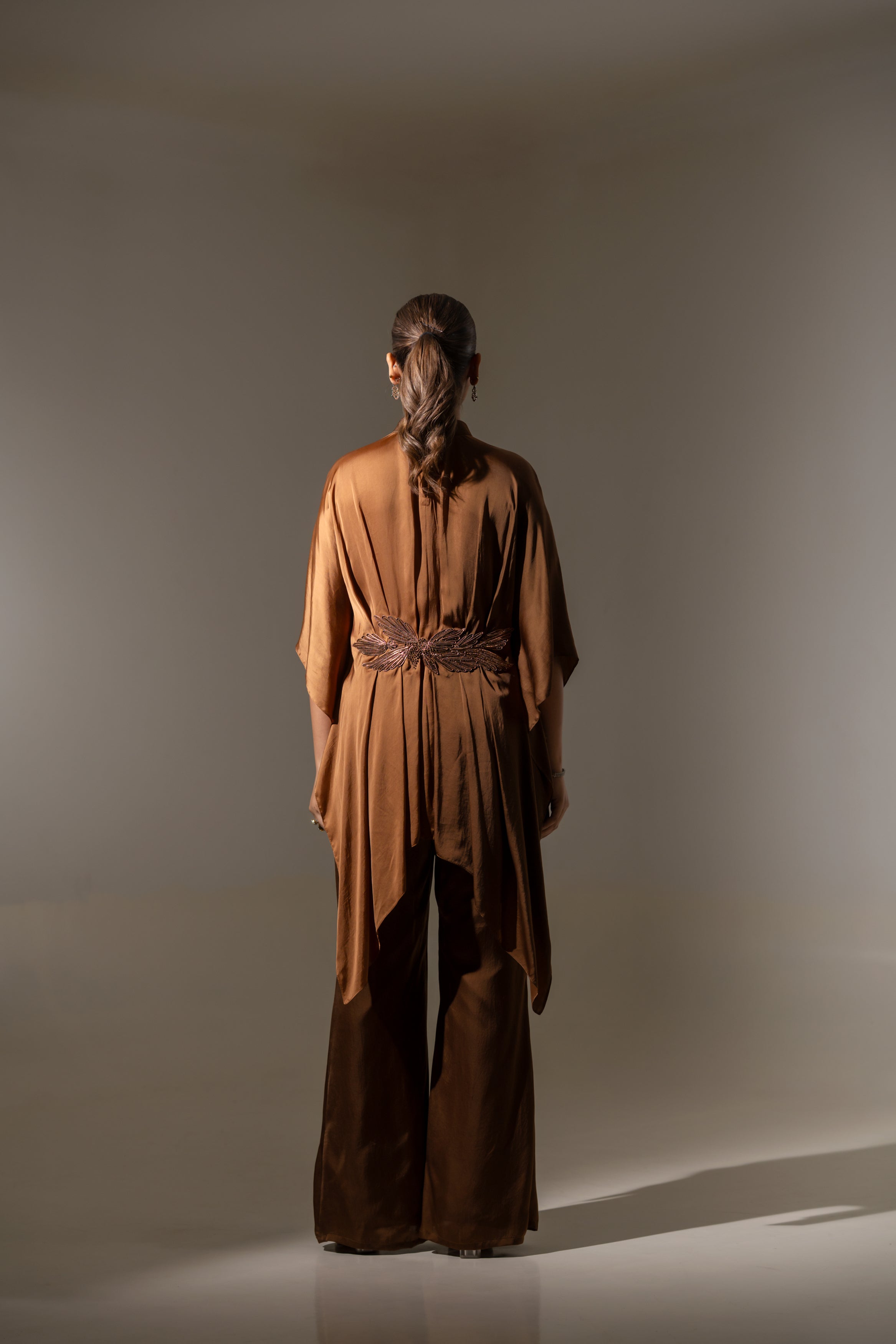 ELEGANT OMBRE DRAPED TUNIC SET.
