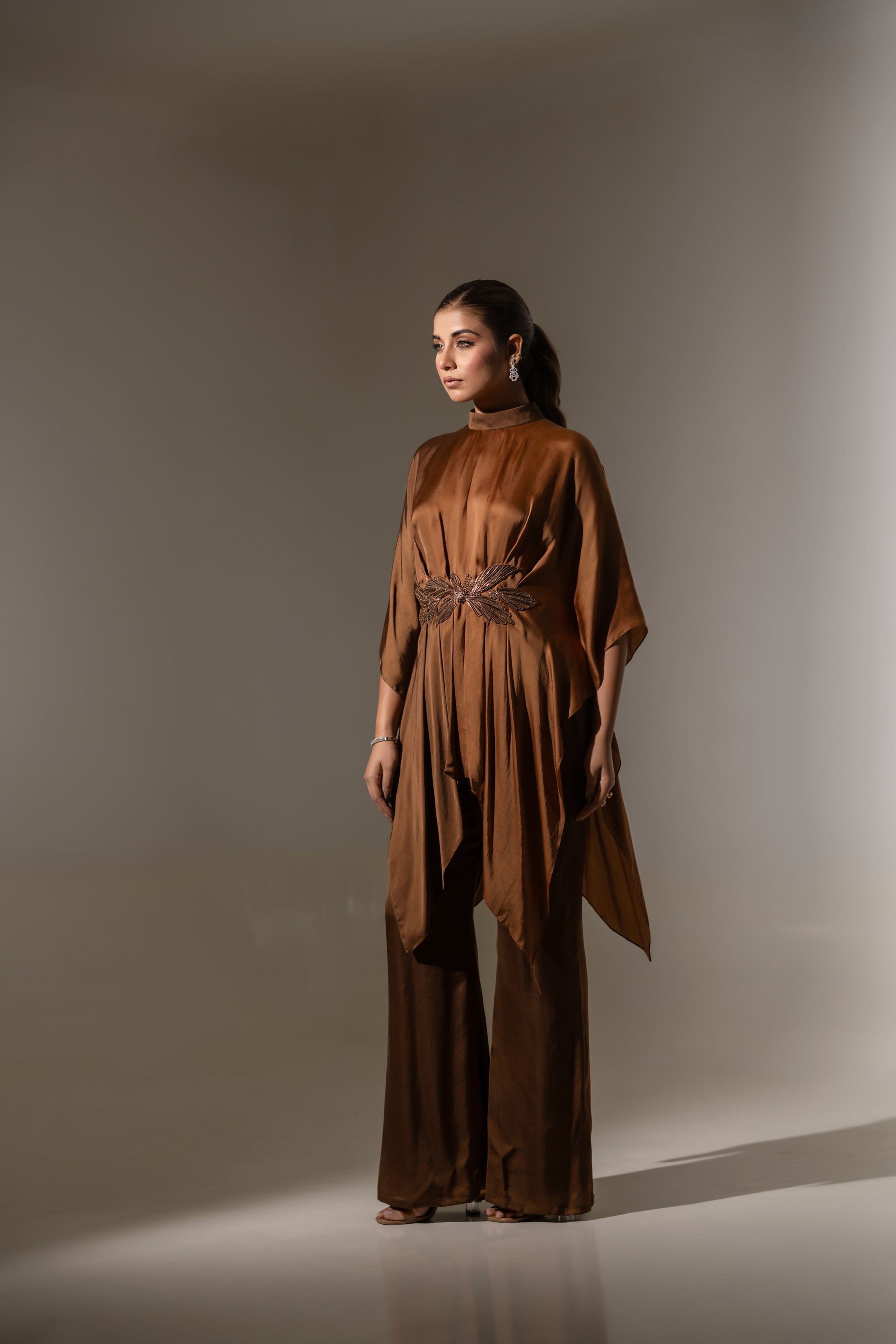 ELEGANT OMBRE DRAPED TUNIC SET.
