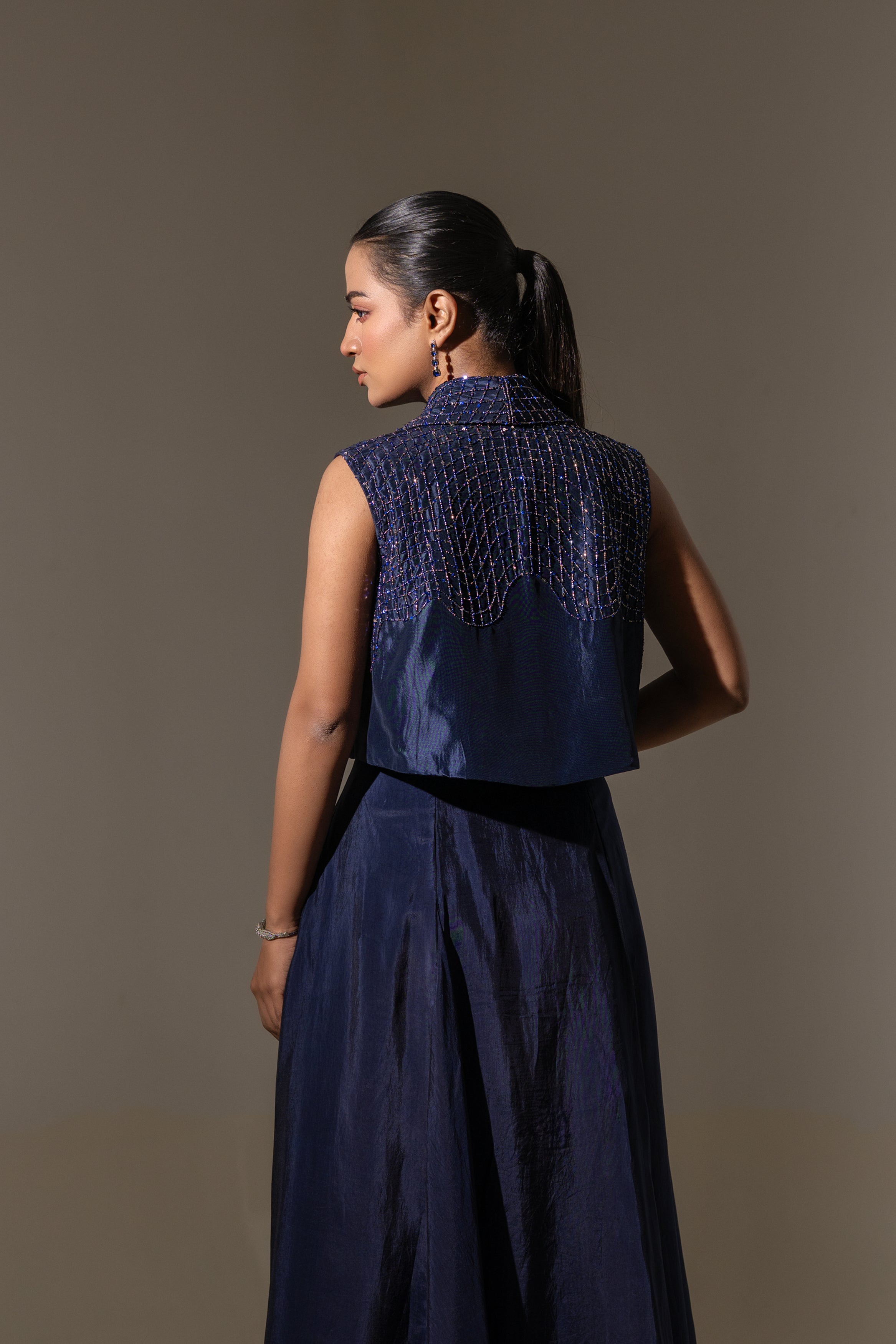 EMBELLISHED CROPPED JACKET WITH FLARED DRESS
