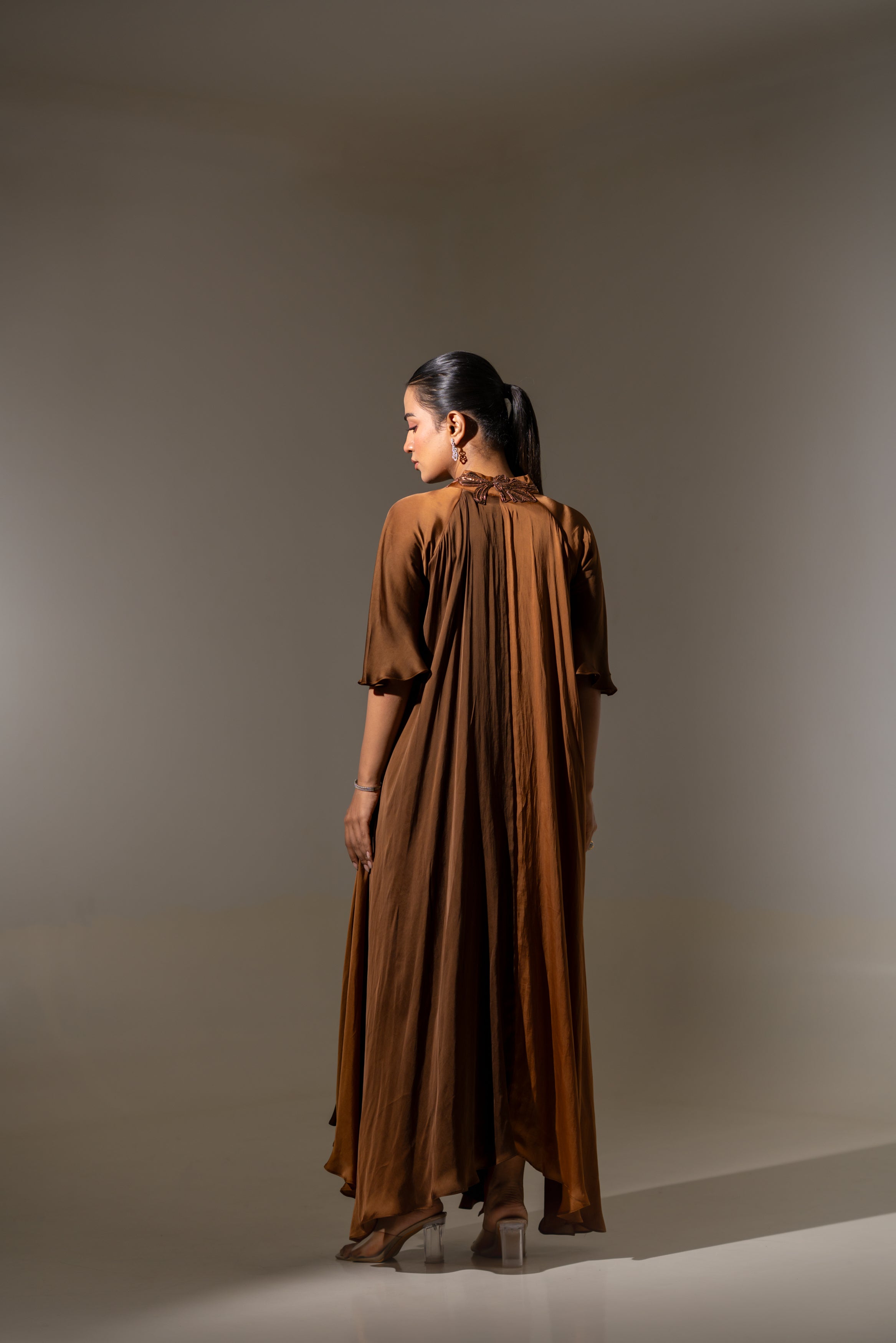 OMBRE EMBELLISHED V-NICK GOWN