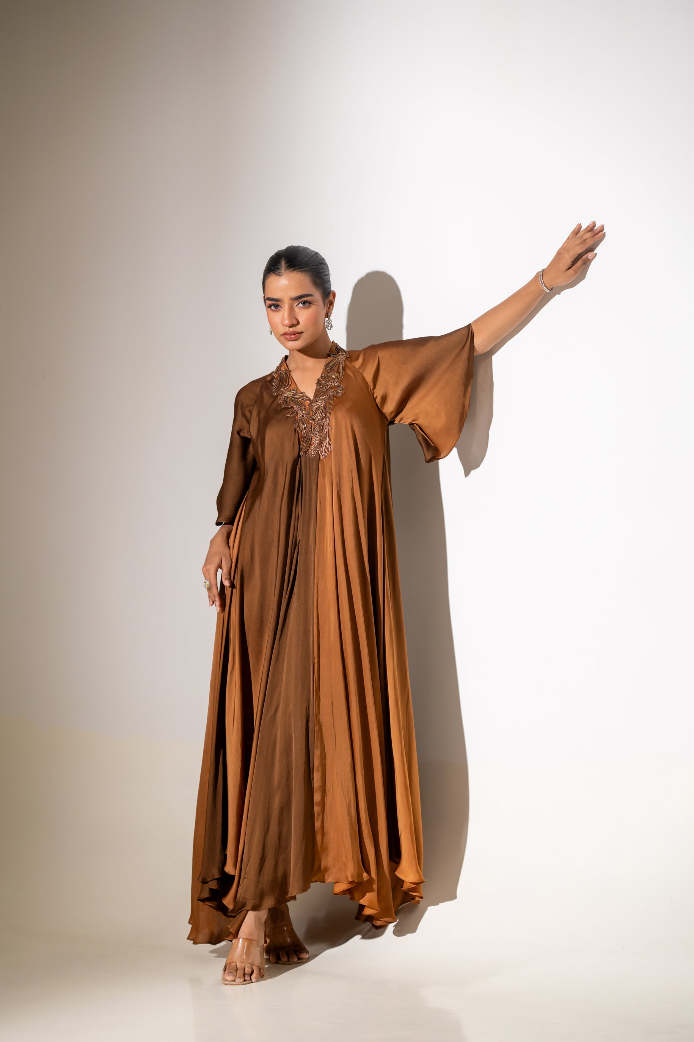 OMBRE EMBELLISHED V-NICK GOWN