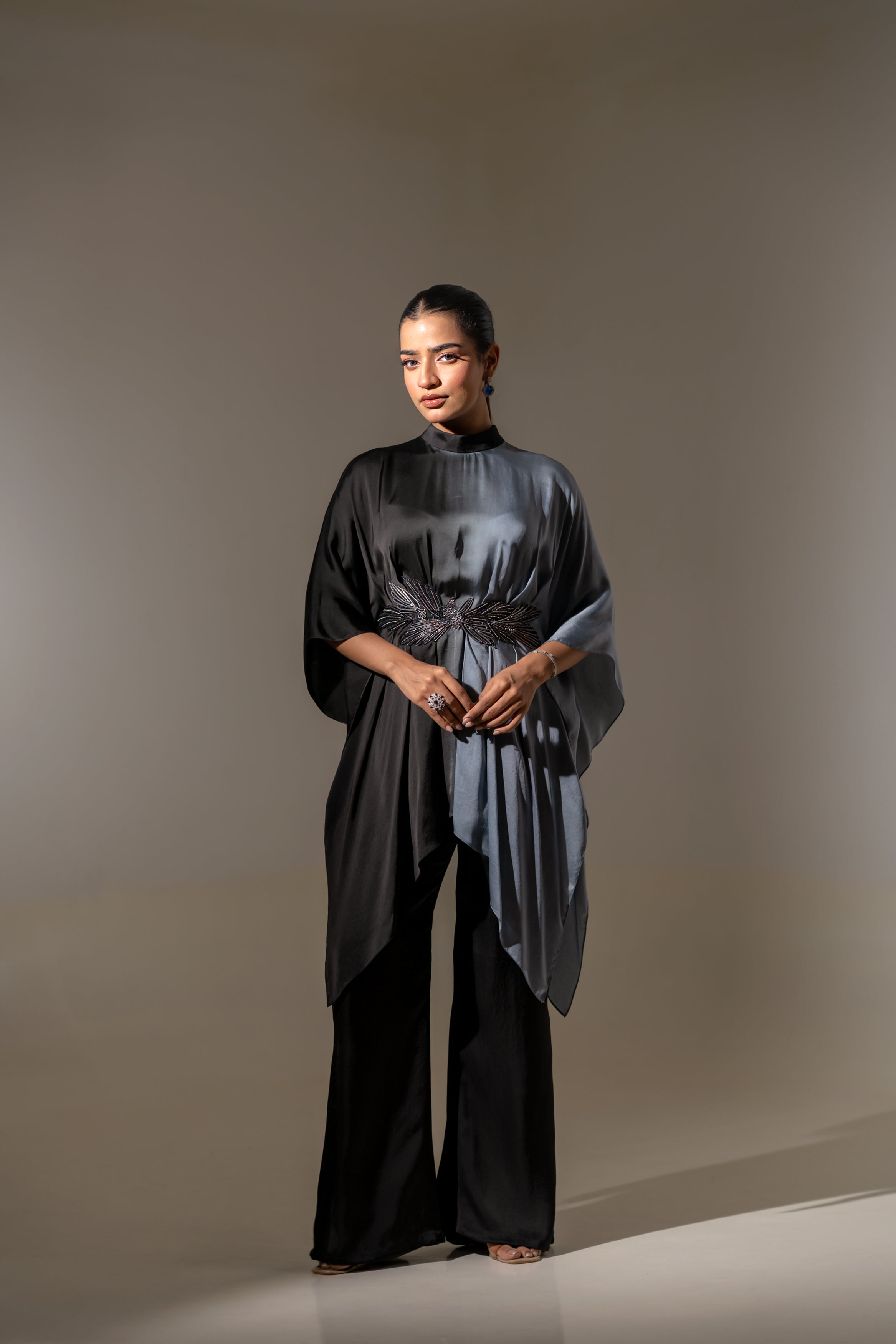 OMBRE DRAPED TUNIC SET.