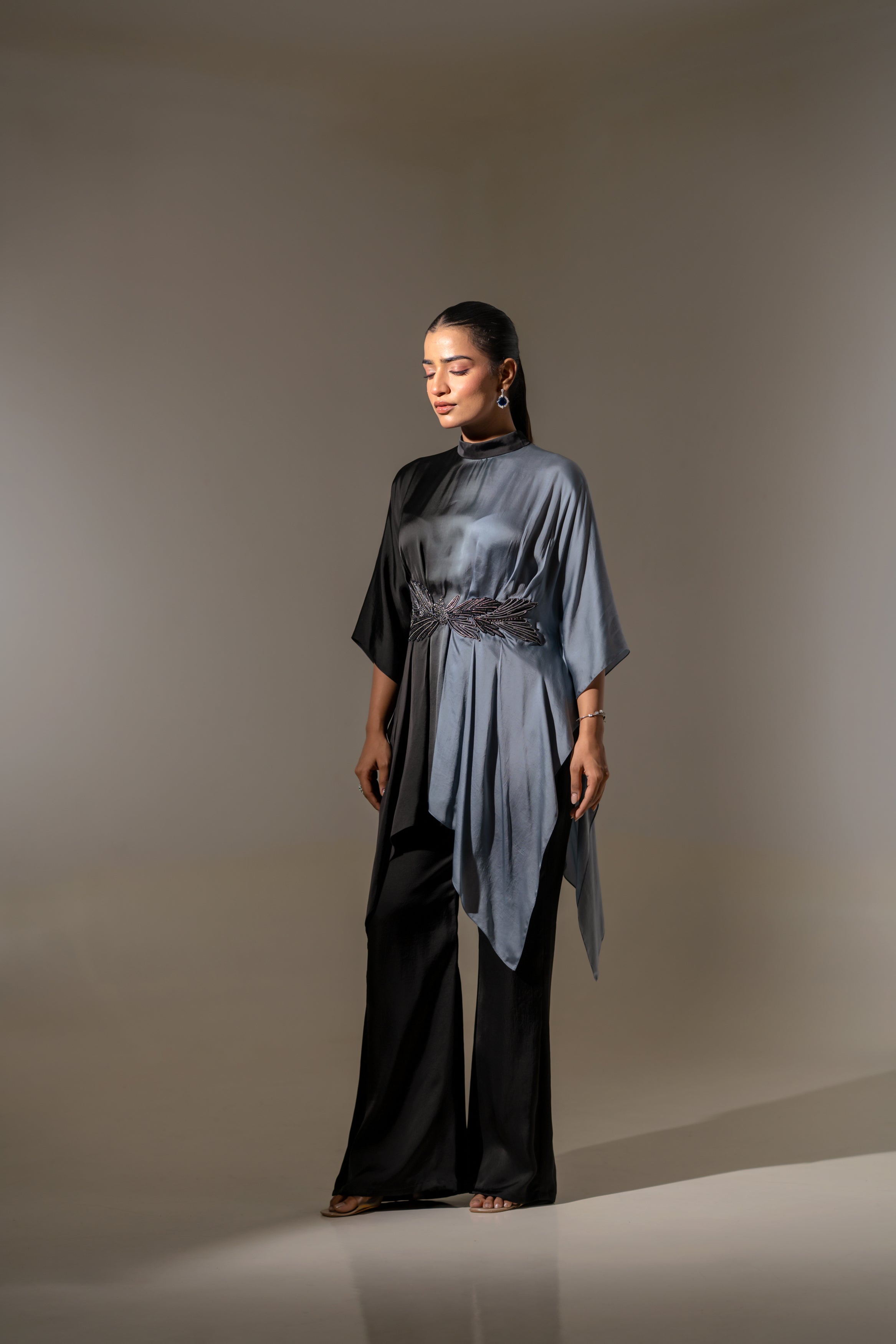 OMBRE DRAPED TUNIC SET.