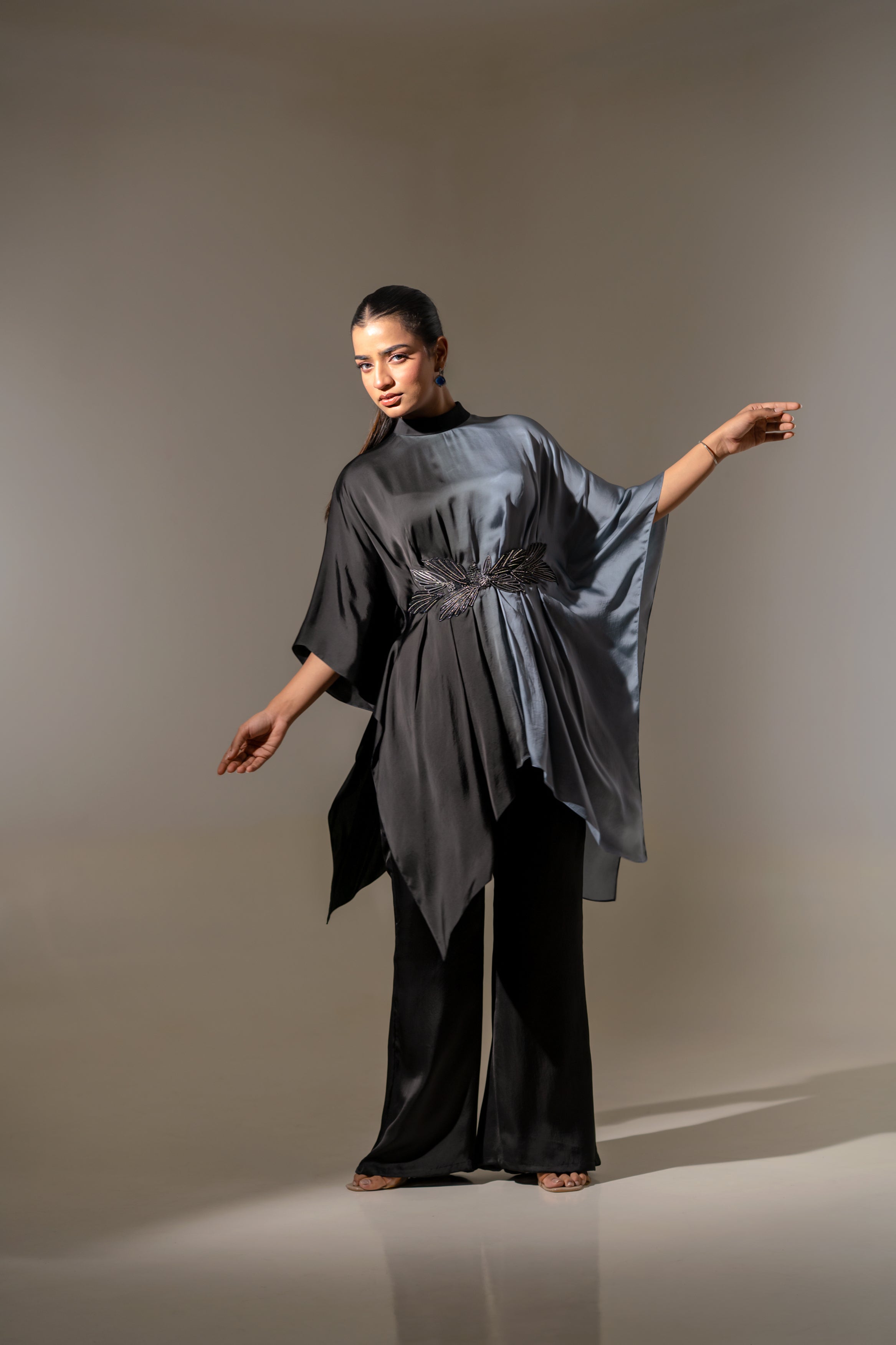 OMBRE DRAPED TUNIC SET.