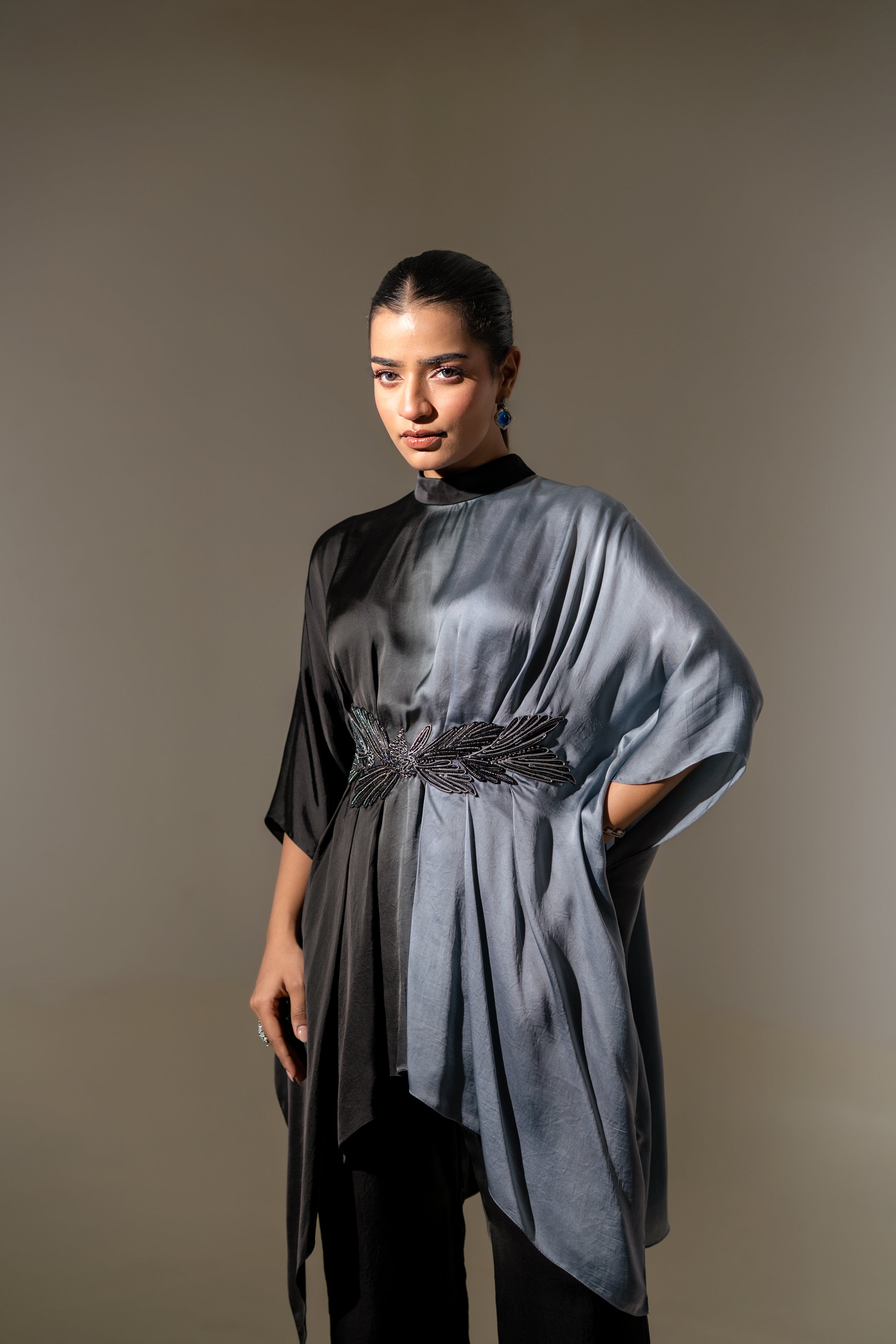 OMBRE DRAPED TUNIC SET.