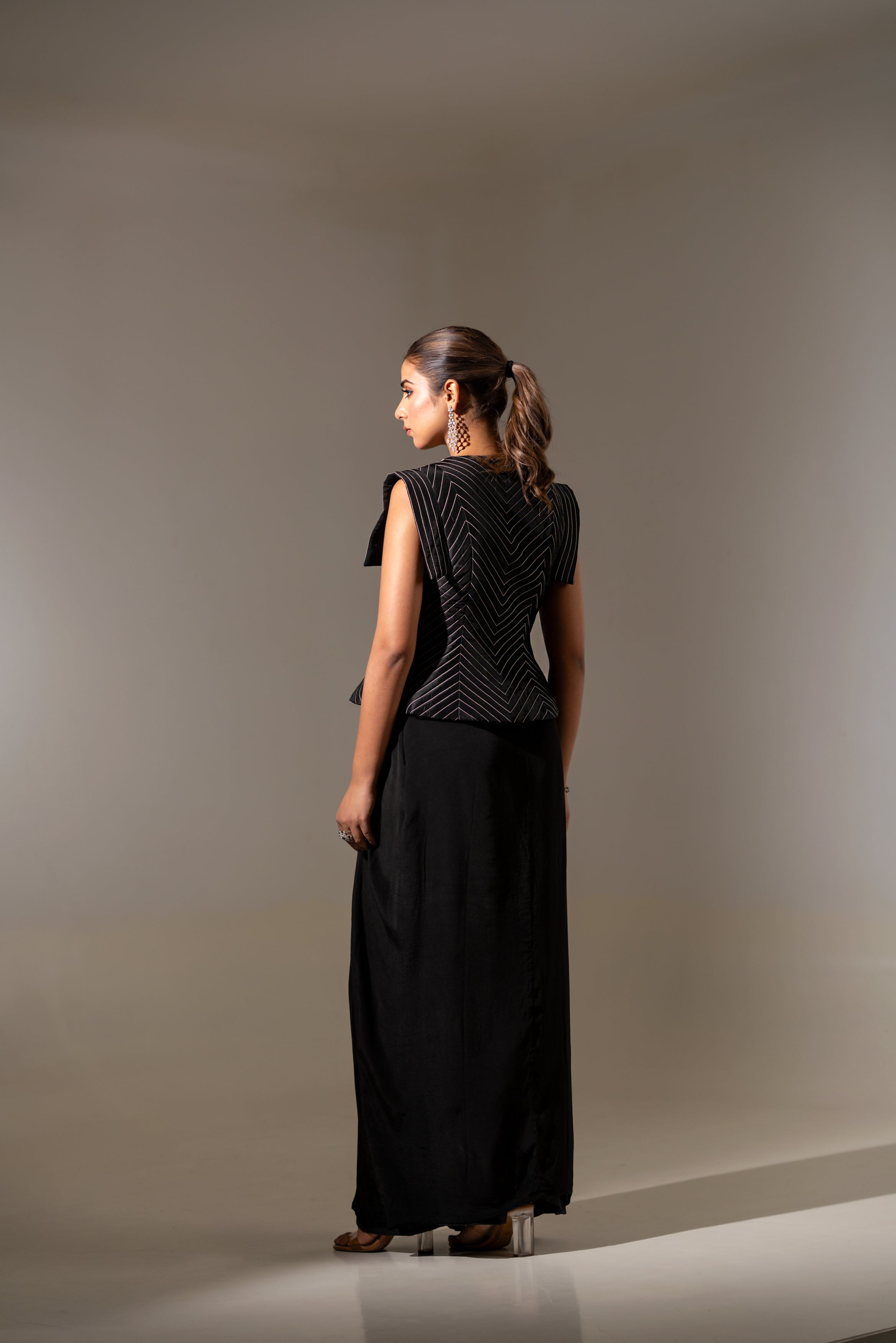 EMBROIDERED JACKET WITH DRAPED SKIRT