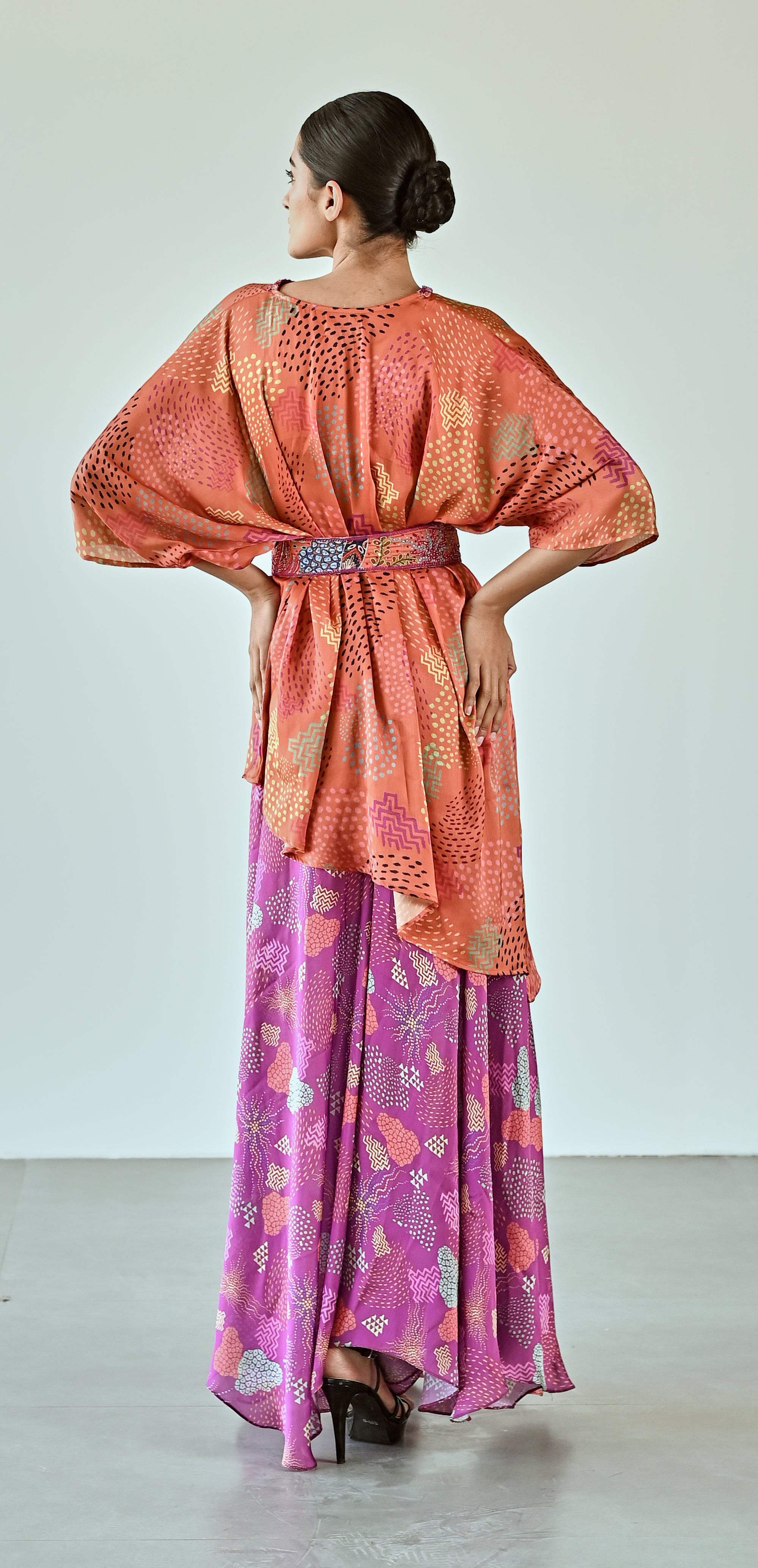 ORANGE PURPLE PRINTED TOP BOTTOM