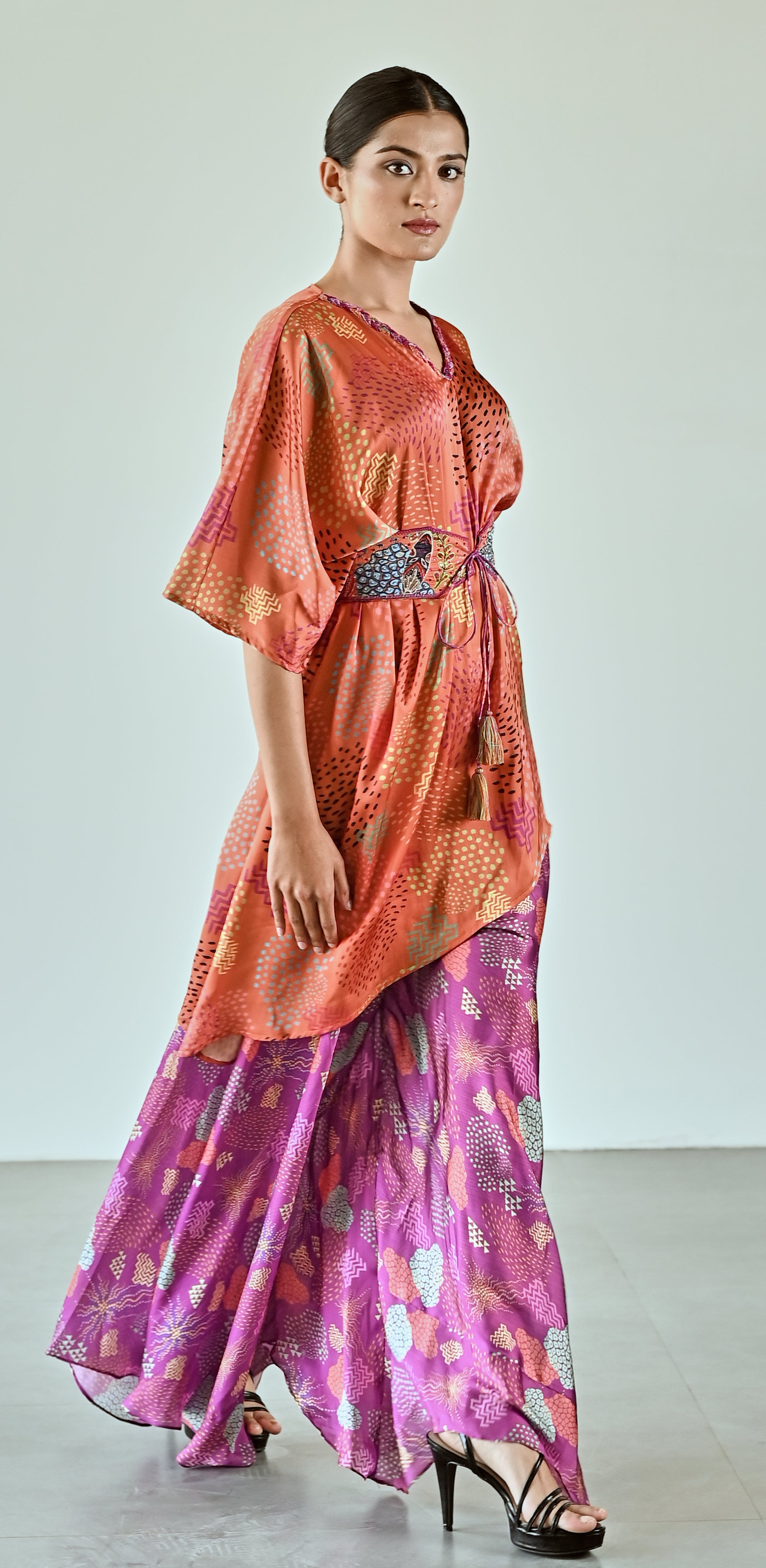 ORANGE PURPLE PRINTED TOP BOTTOM