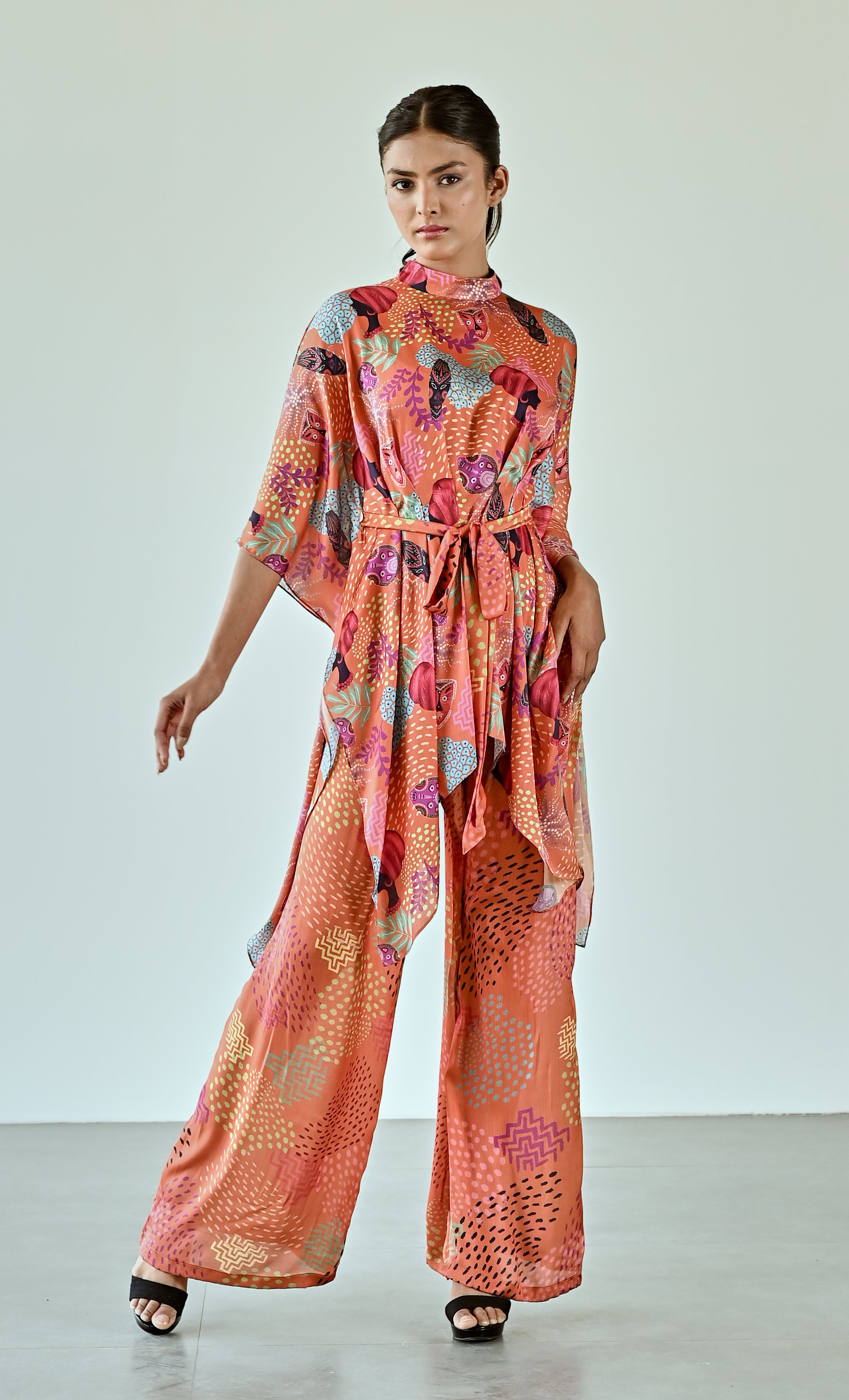 ORANGE PRINTED TUNIC