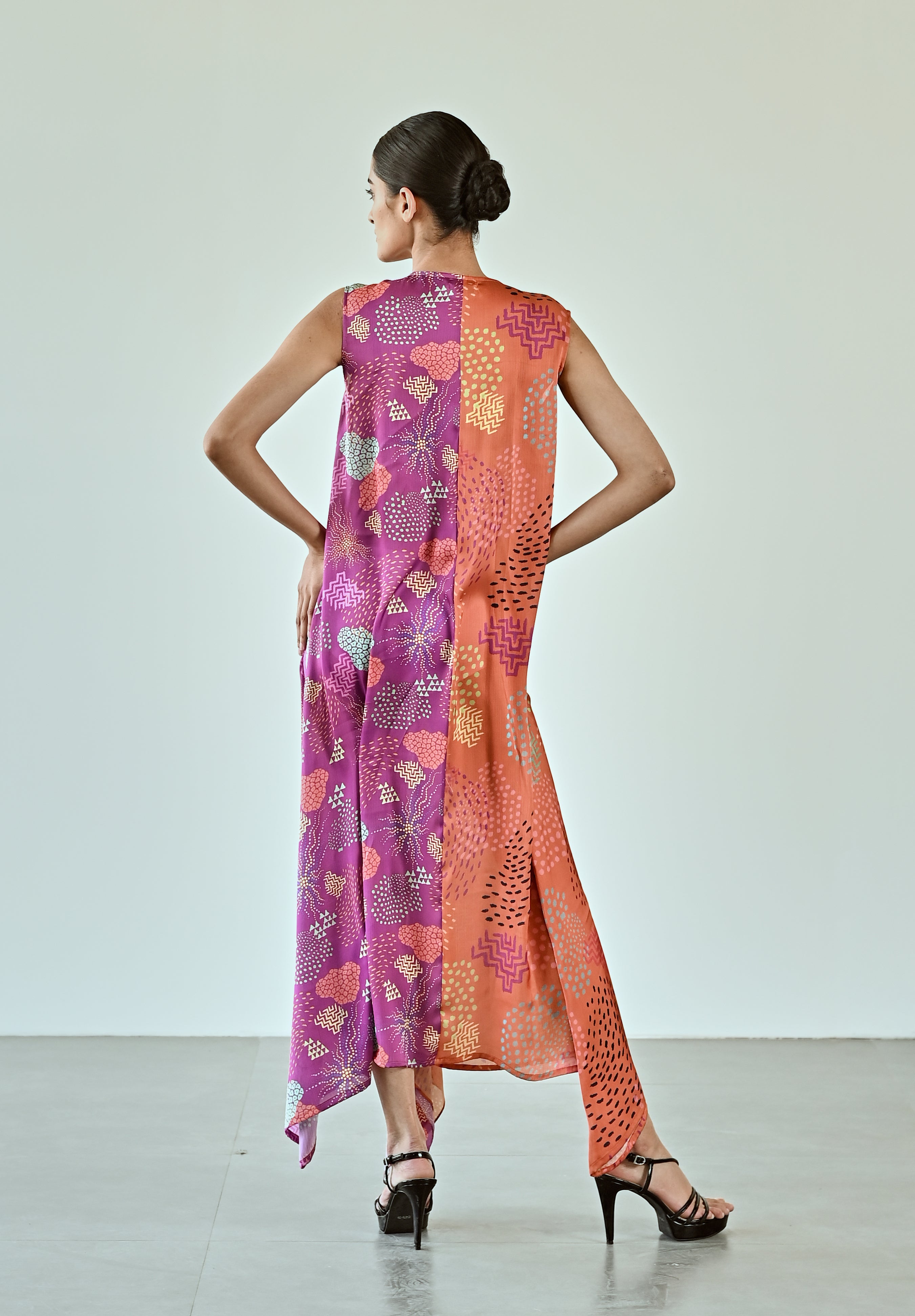 PINK ORANGE PRINTED DRESS