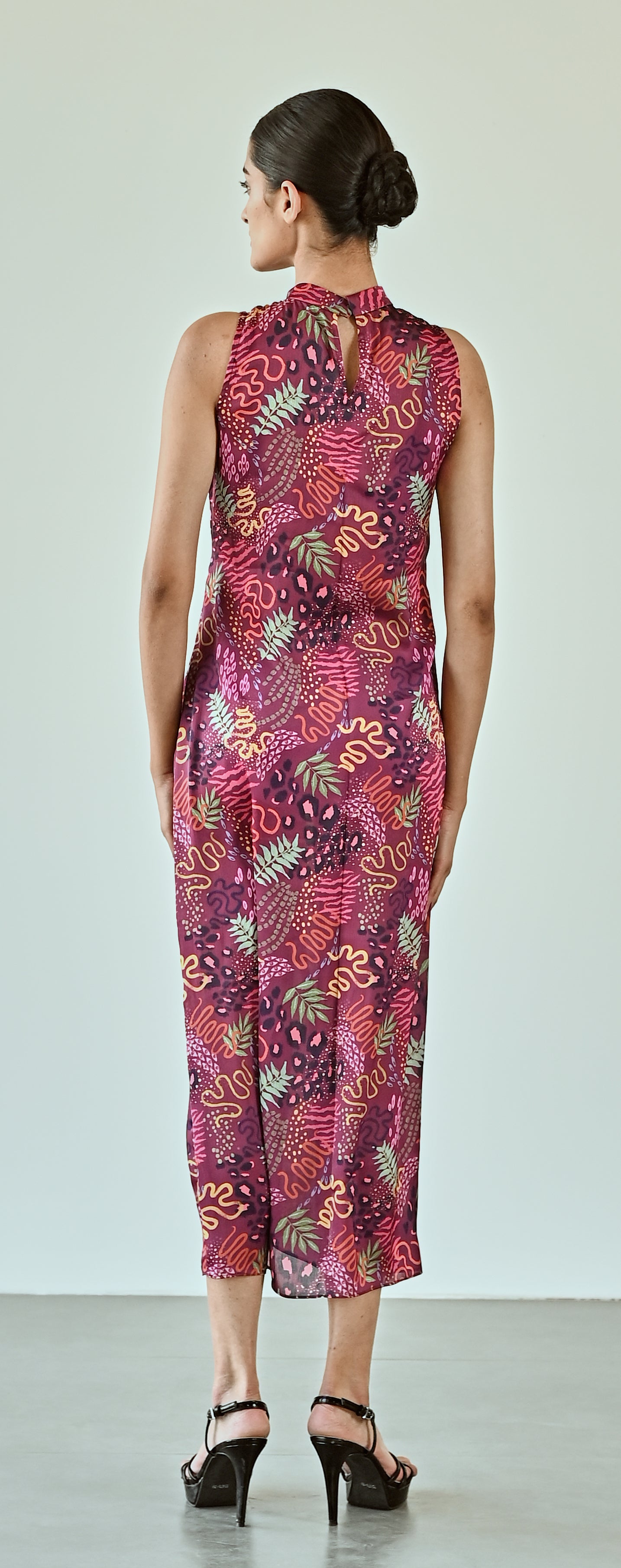 WINE PRINTED DRESS