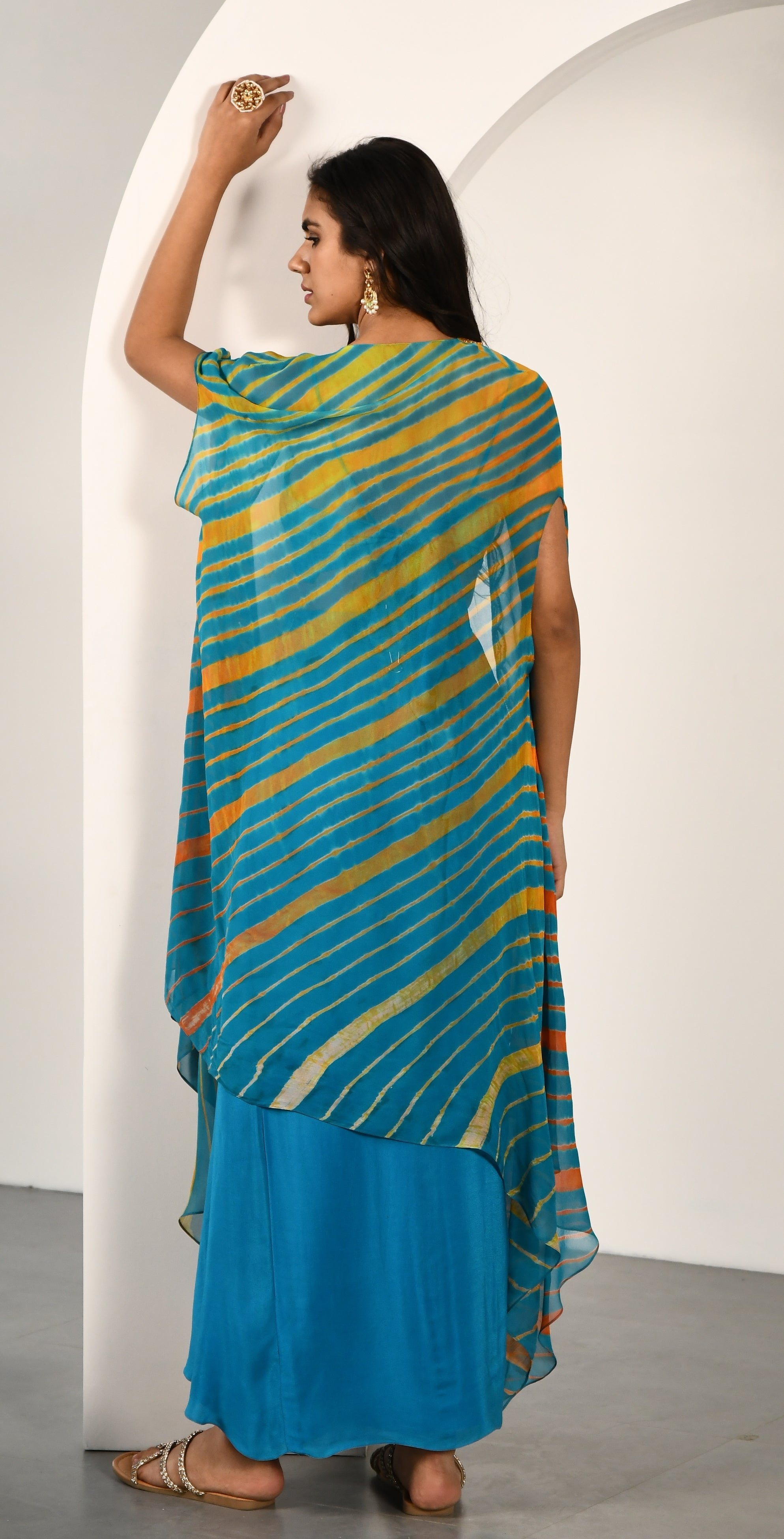 TURQUOISE LEHERIYA JACKET SET