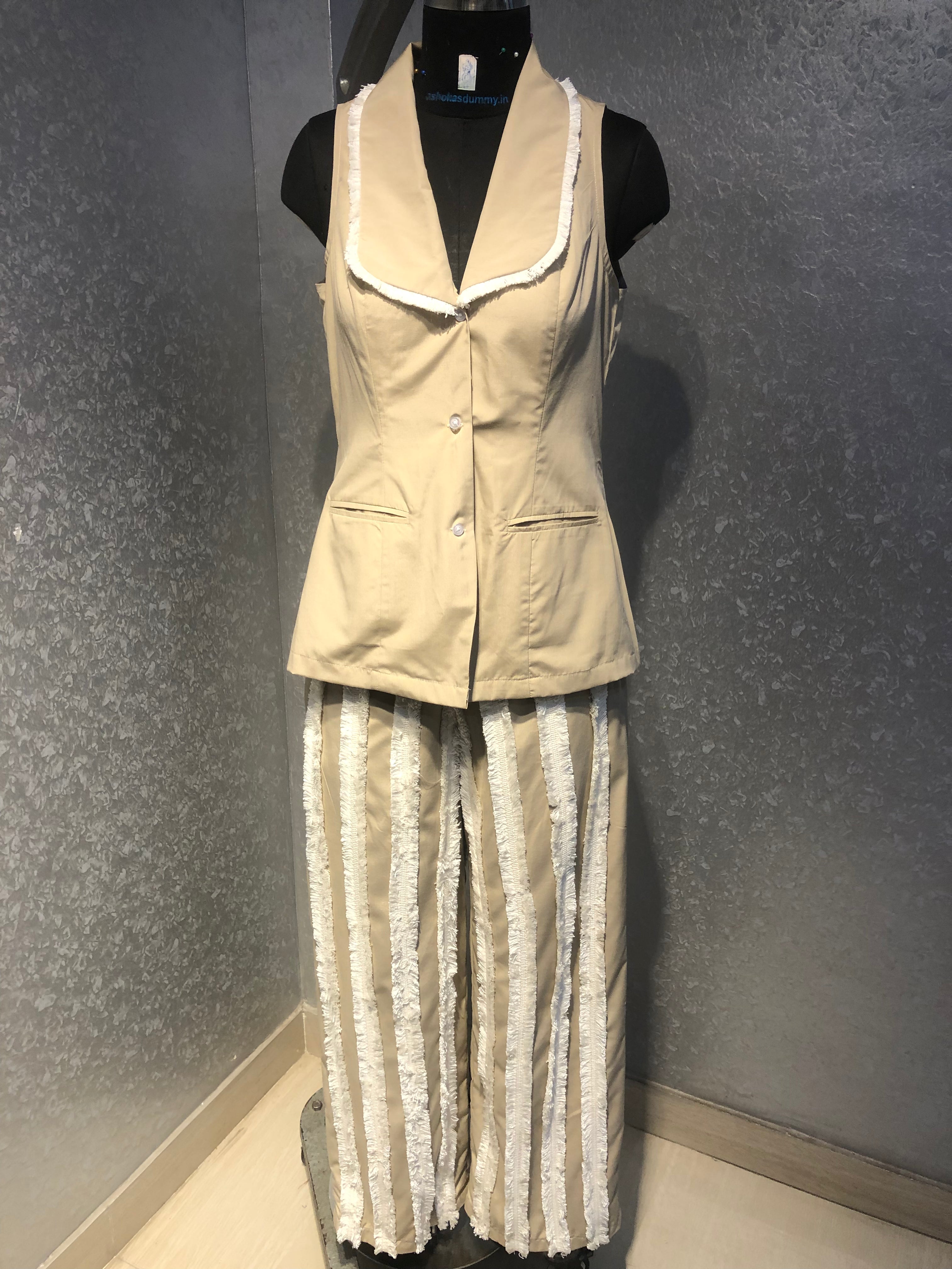 BEIGE FRINGE CO ORD SET