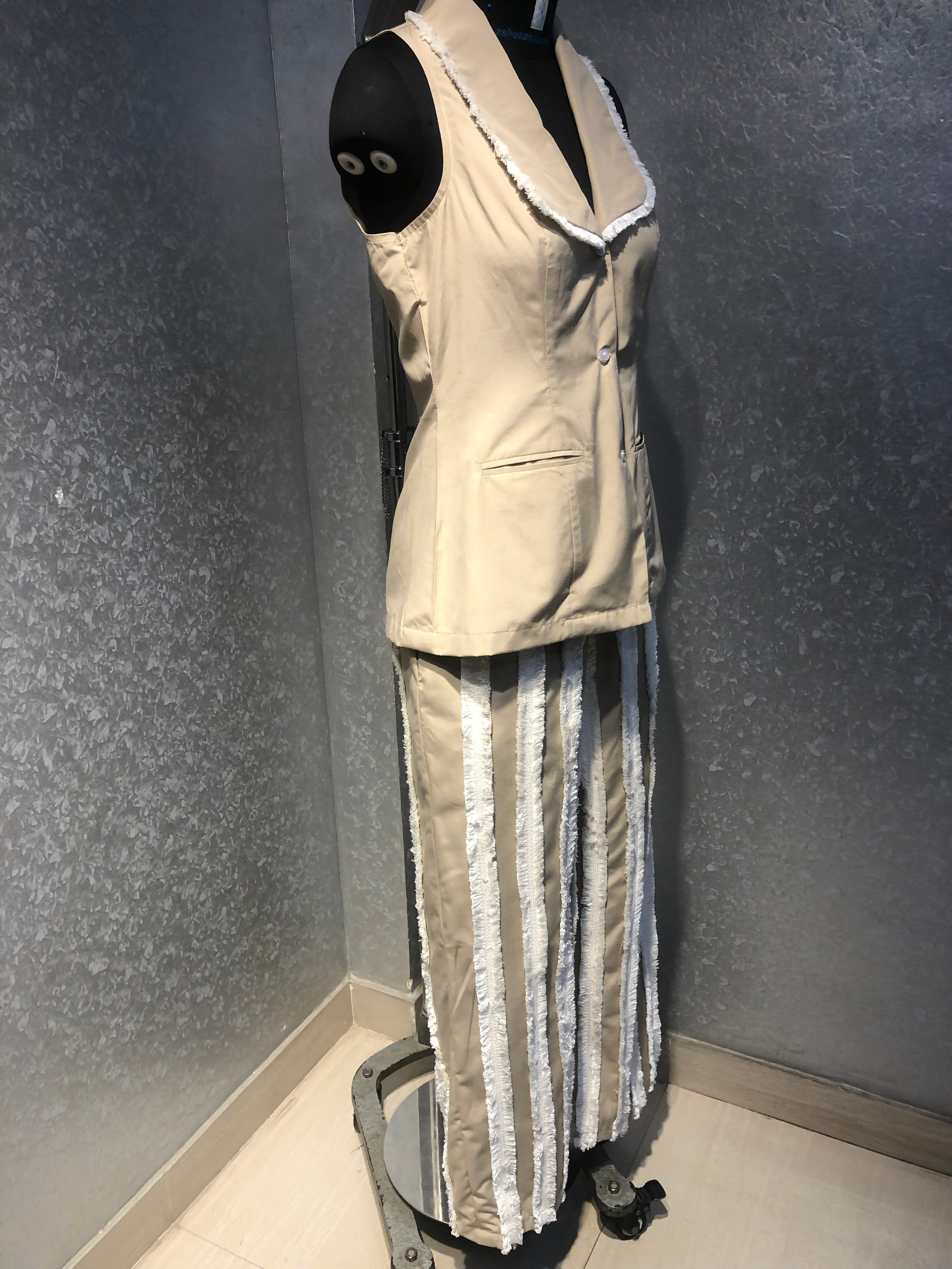 BEIGE FRINGE CO ORD SET