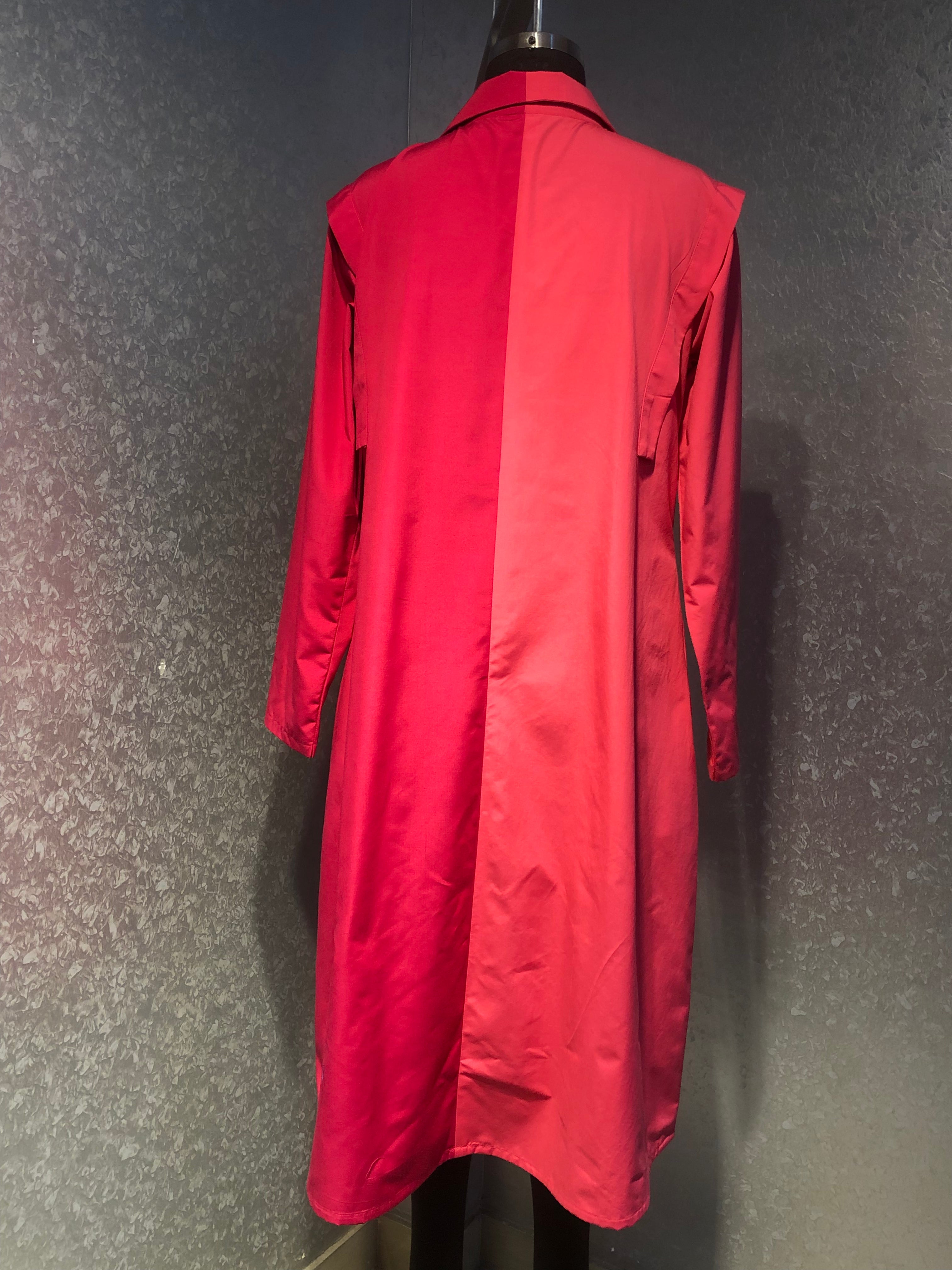 PINK COLOR BLOCKED APPLIQUE COTTON MIDI DRESS