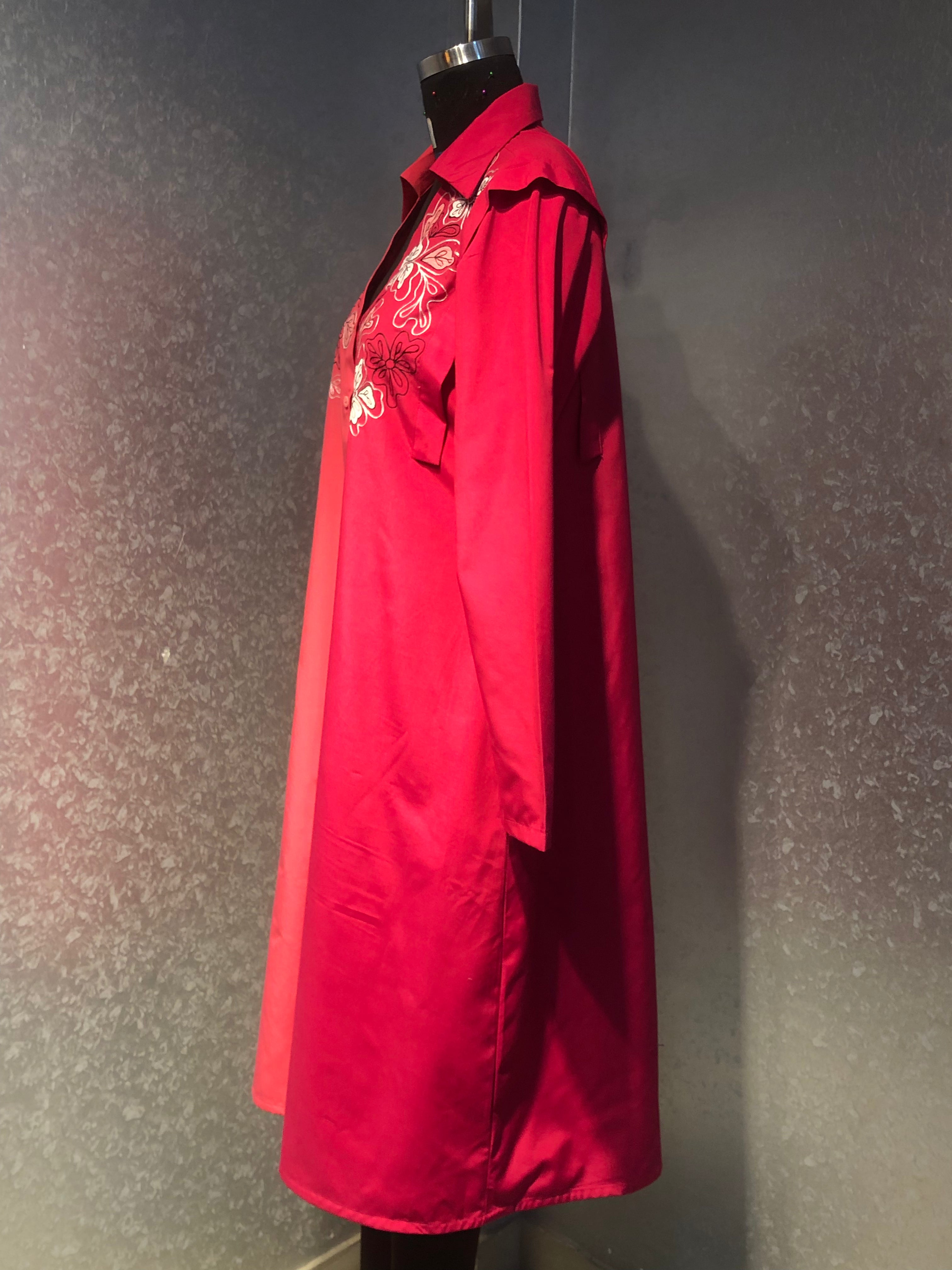 PINK COLOR BLOCKED APPLIQUE COTTON MIDI DRESS