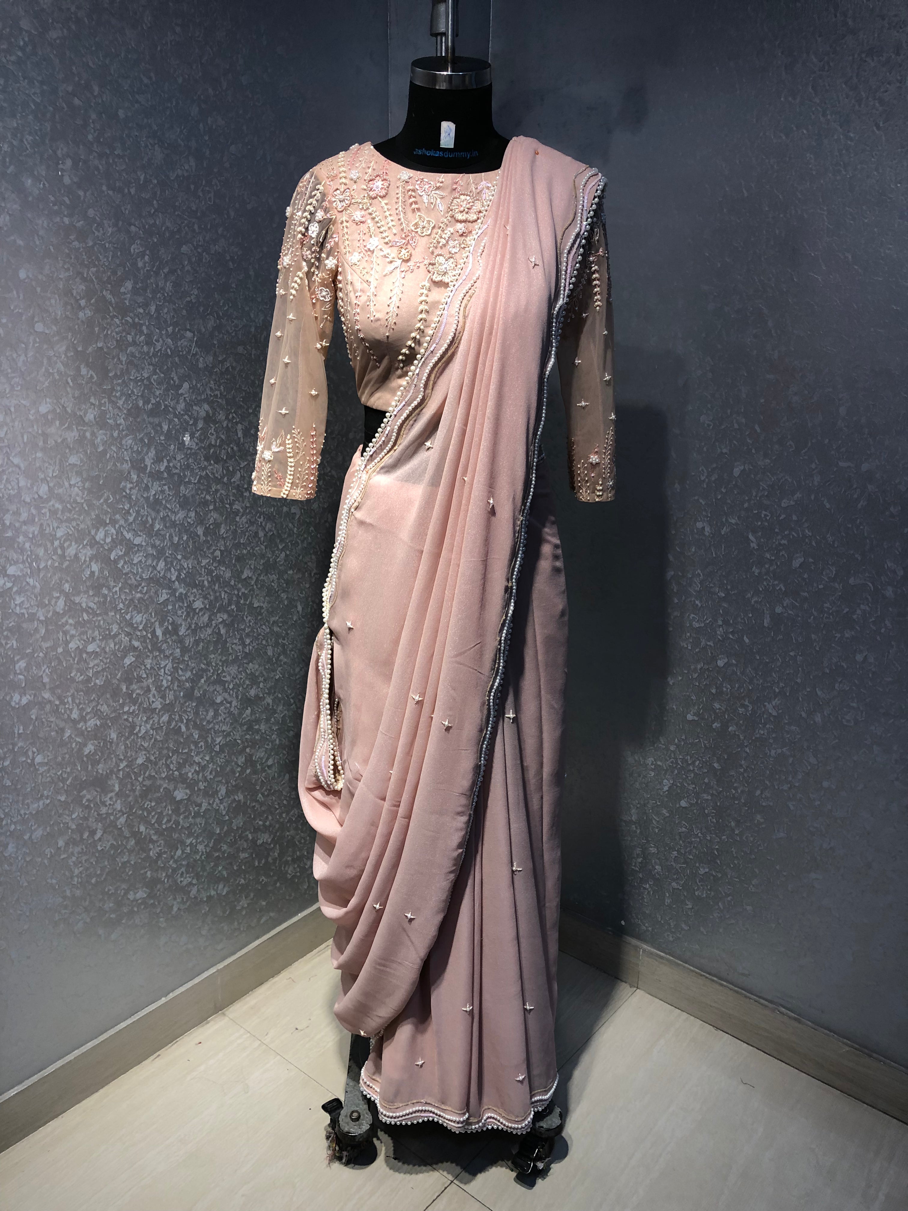 BLUSH PINK PEARL BLOUISE WITH SAREE