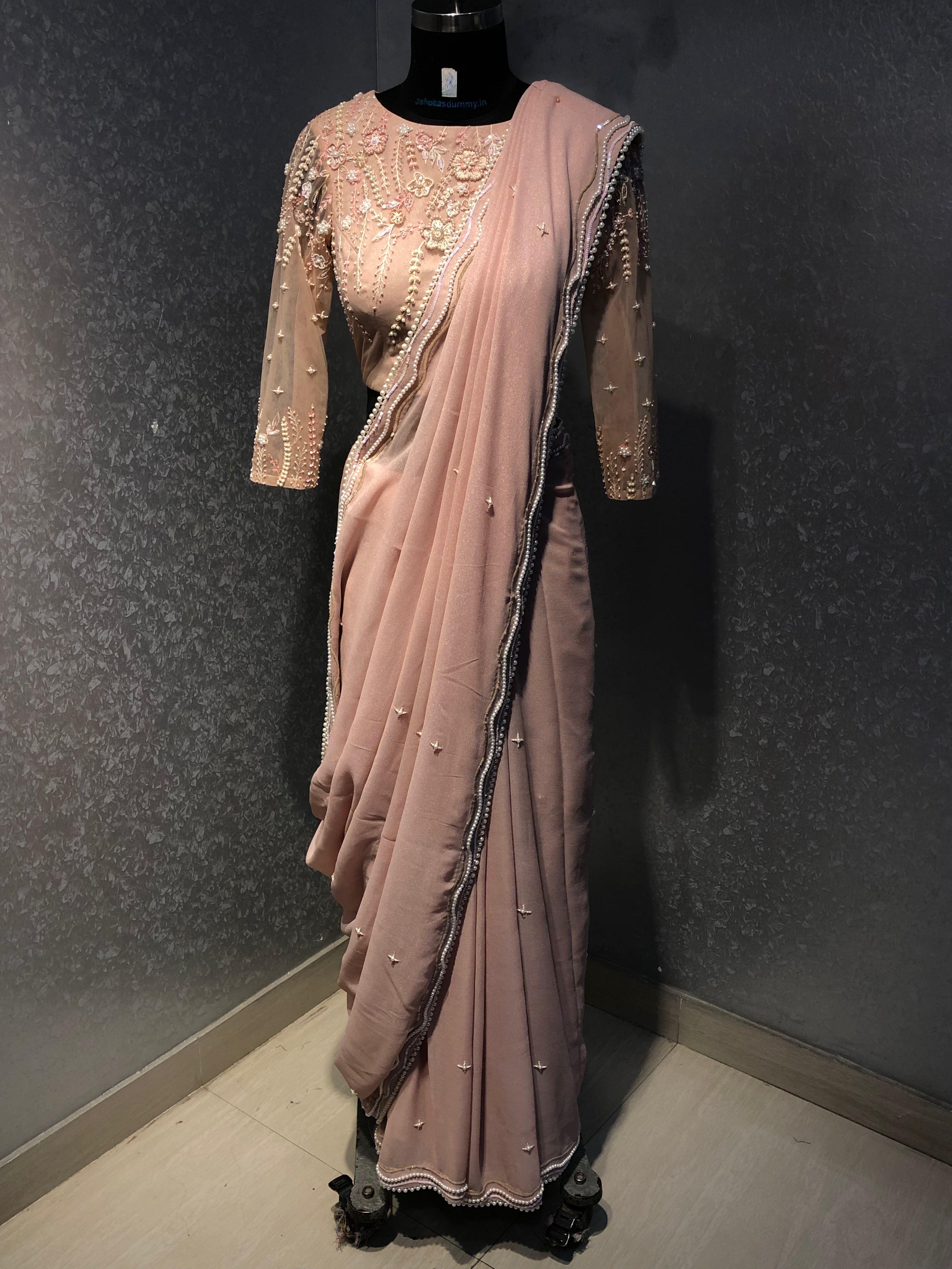 BLUSH PINK PEARL BLOUISE WITH SAREE