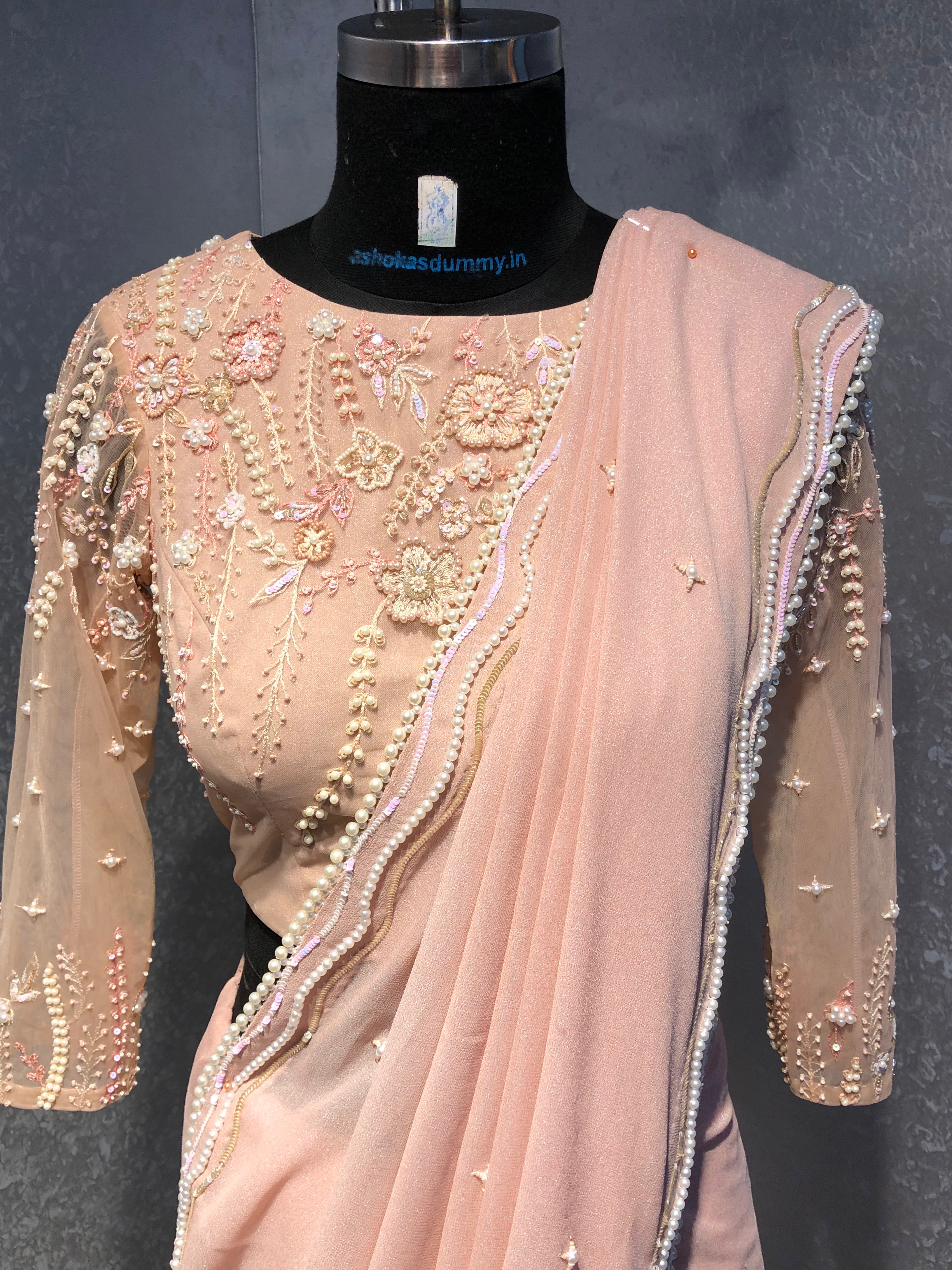 BLUSH PINK PEARL BLOUISE WITH SAREE