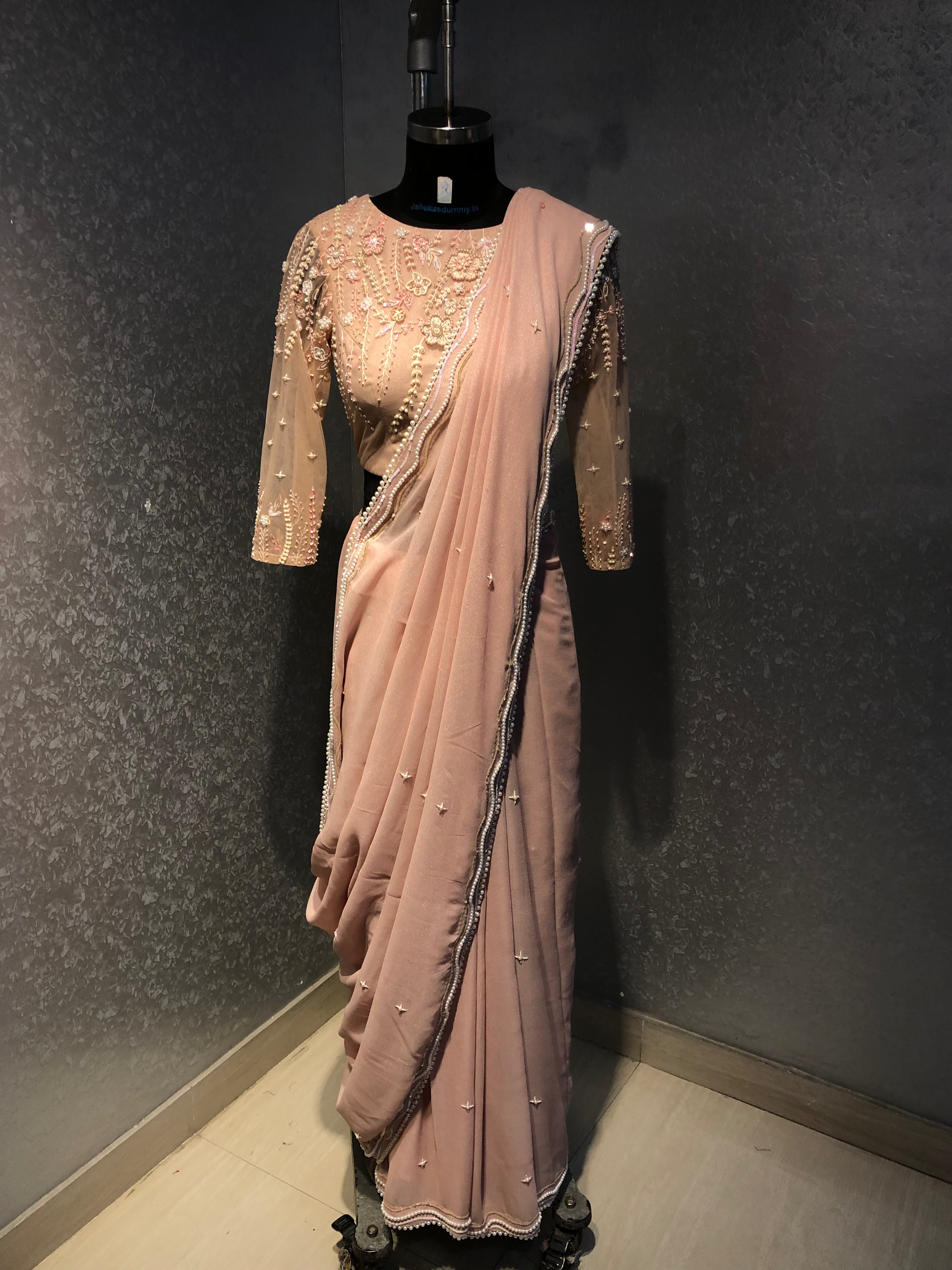 BLUSH PINK PEARL BLOUISE WITH SAREE