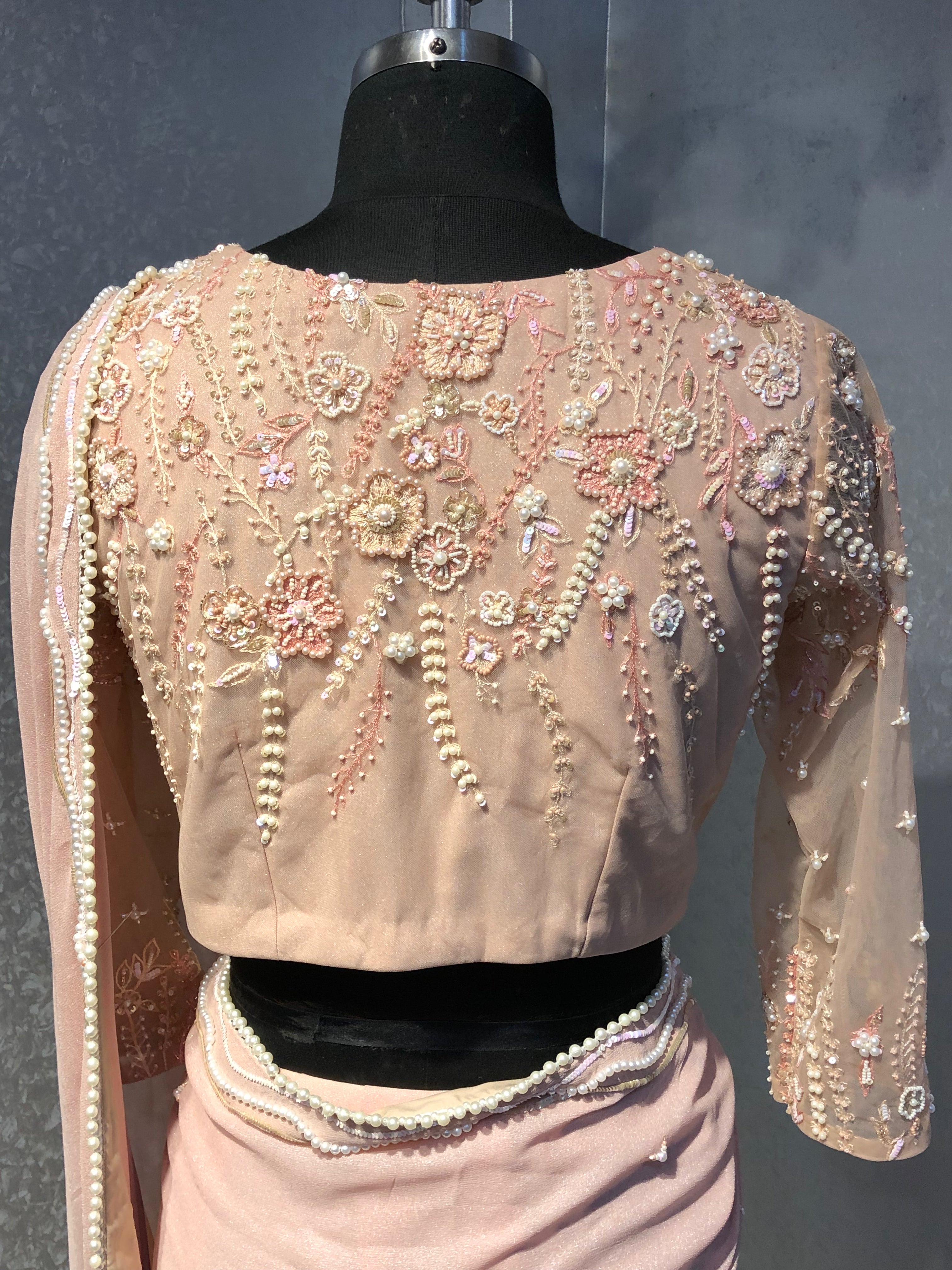 BLUSH PINK PEARL BLOUISE WITH SAREE