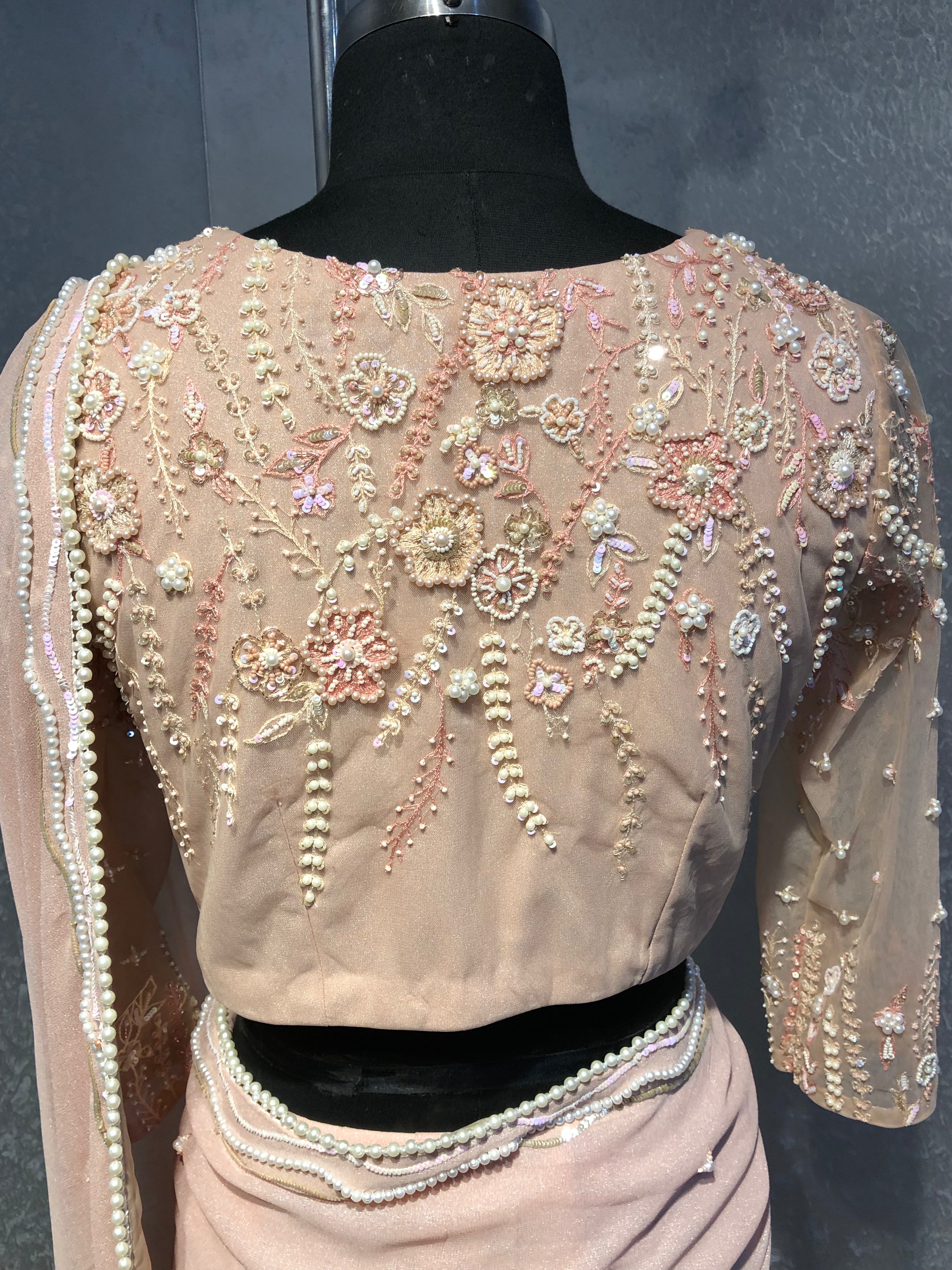 BLUSH PINK PEARL BLOUISE WITH SAREE