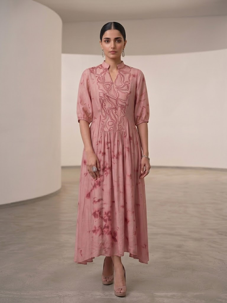 MARBLE DRESS WITH WIRE EMBROIDERED.