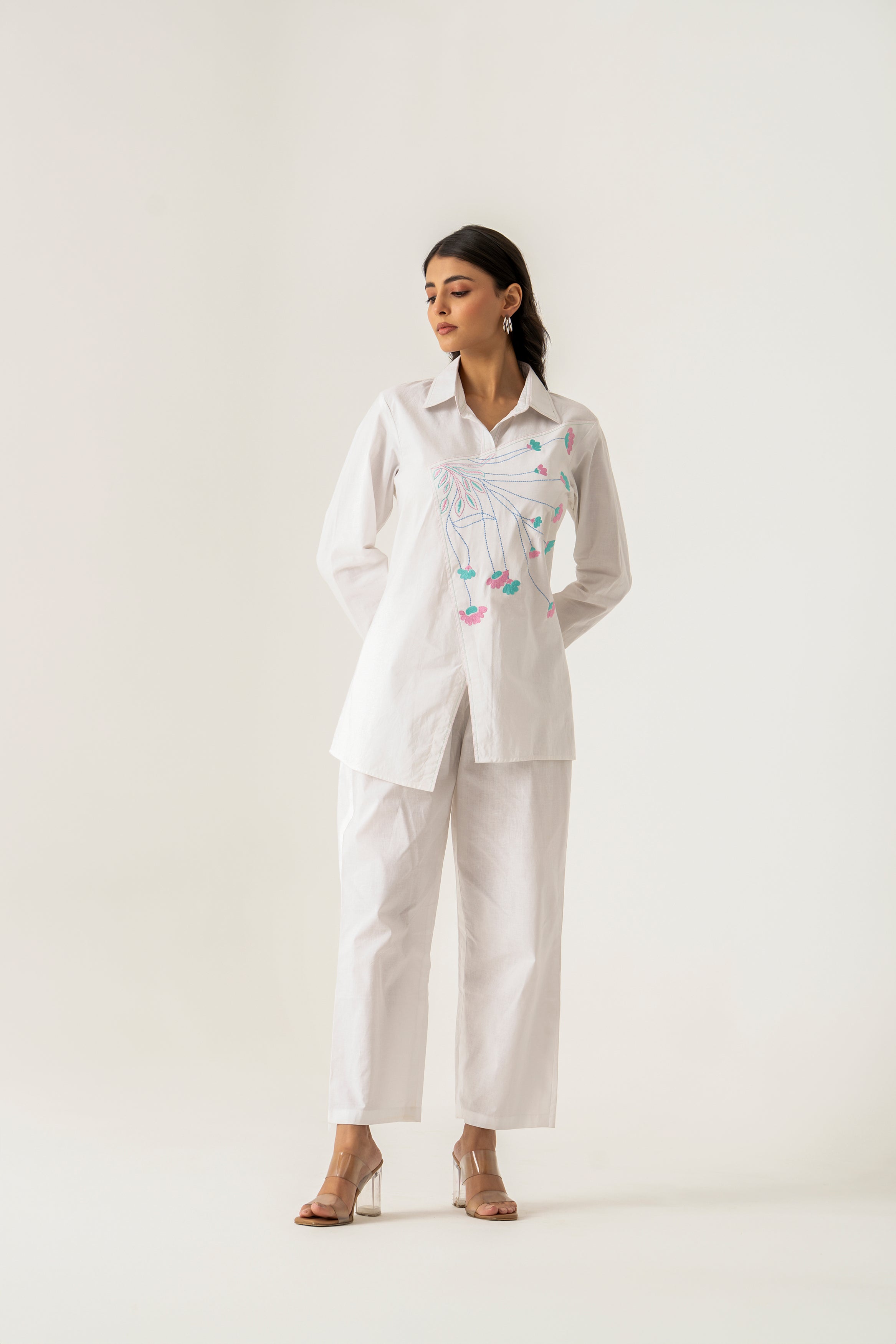 White Co-ord Set with Embroidery