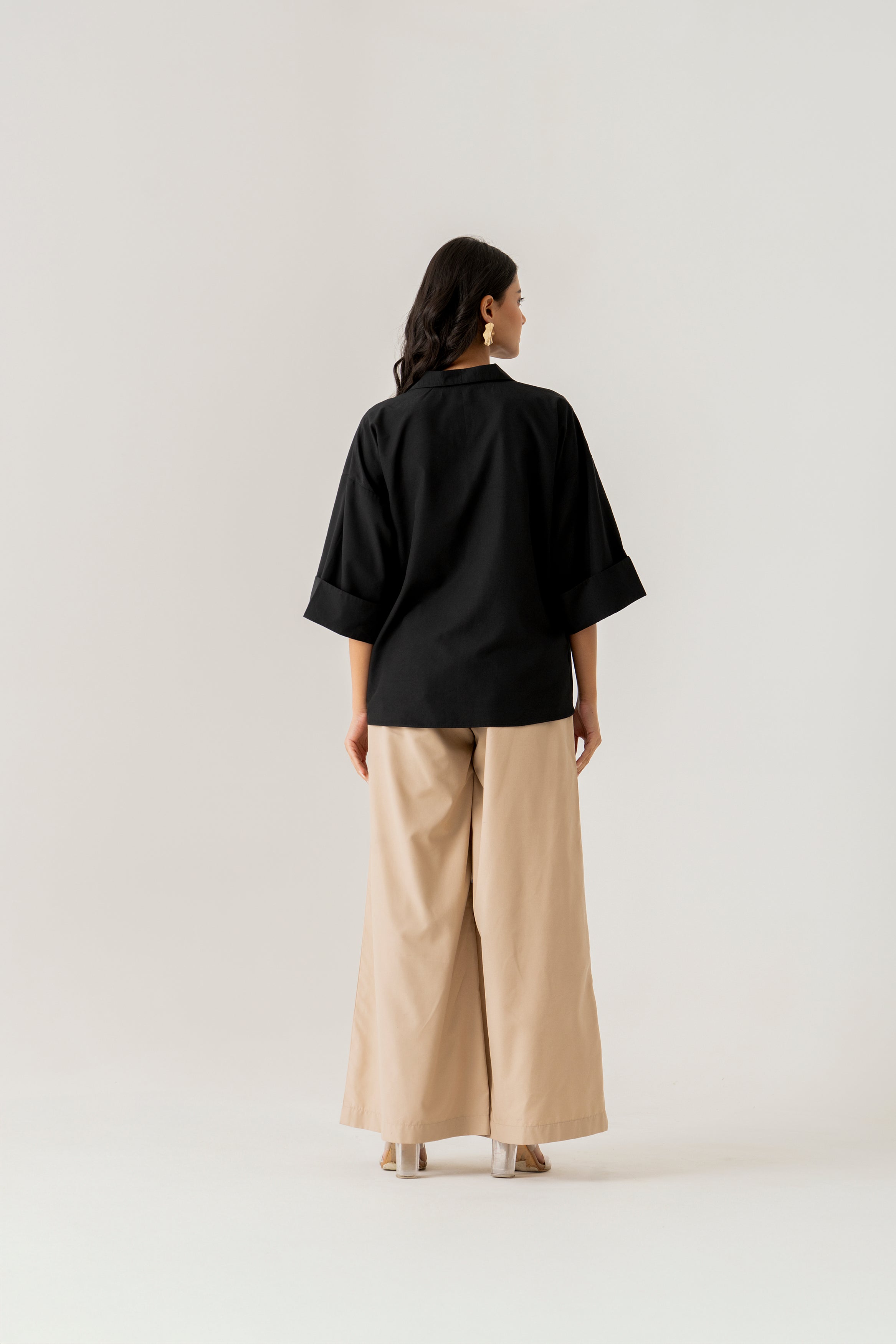 Black & Beige Co-ord Set with Geometric Motifs