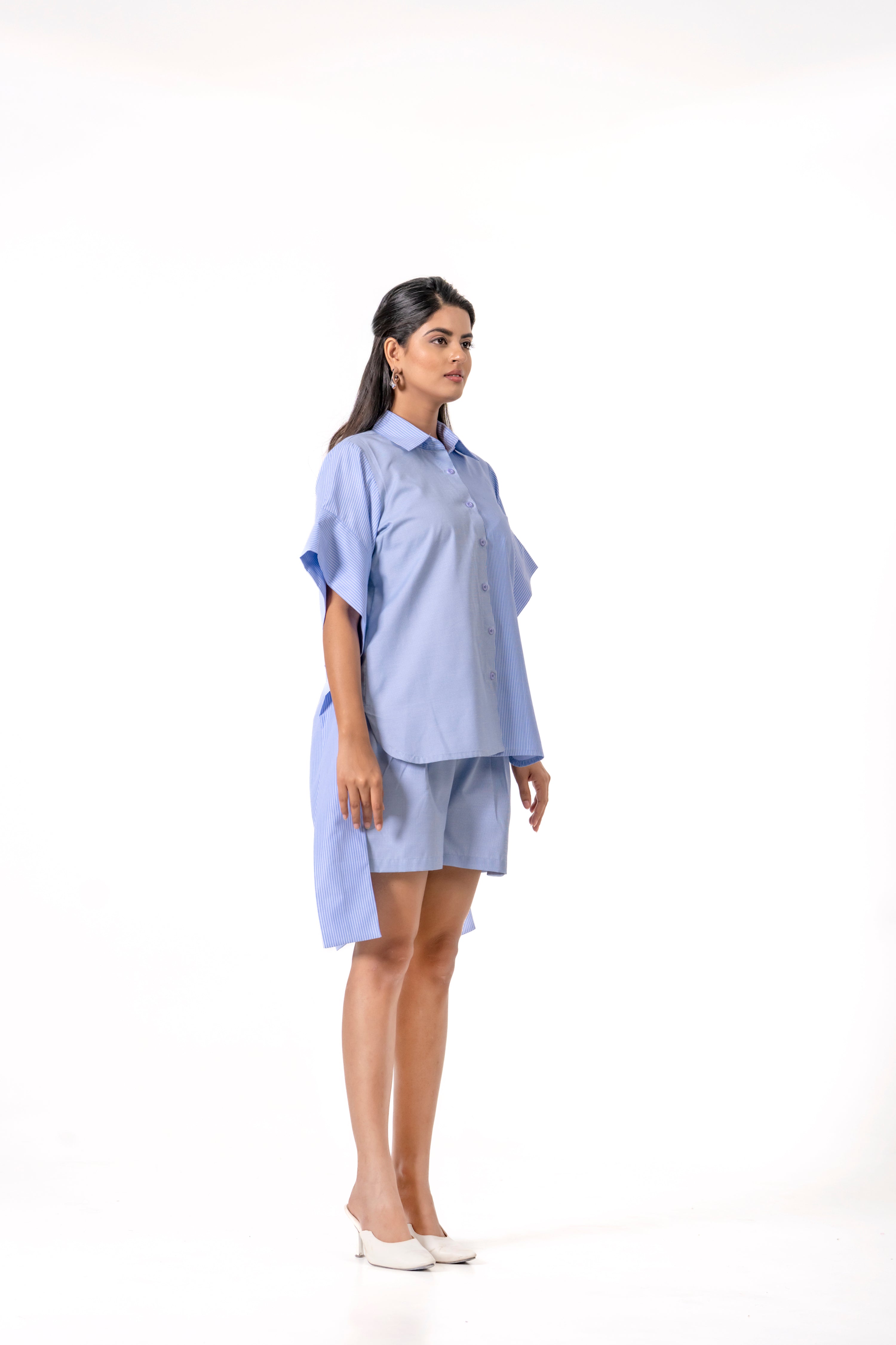 SKY BLUE CO-ORD SET - RELAXED FIT SHIRT & SHORTS.