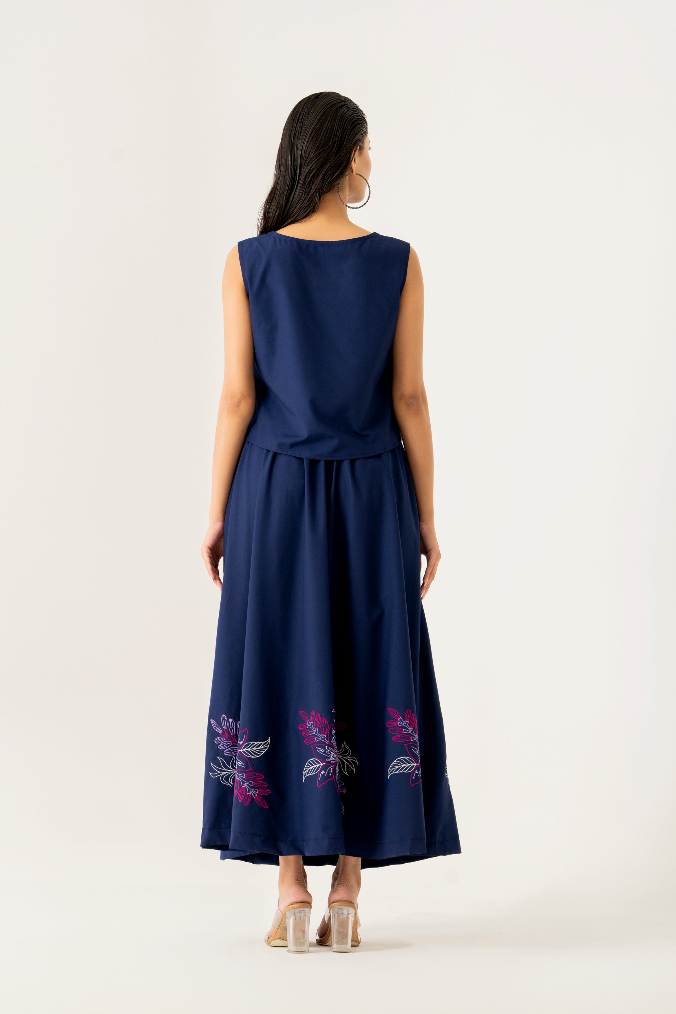 Navy Floral Co-ord set with embroidered detailing