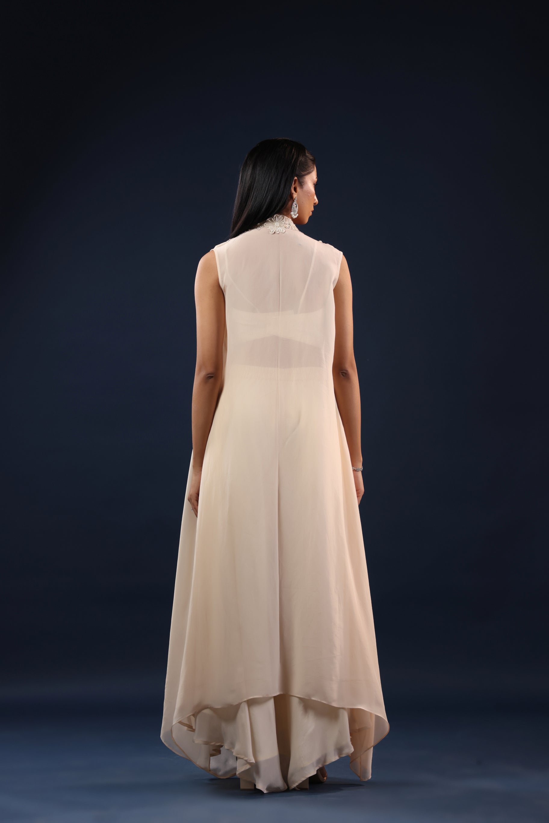 OFF WHITE EMBROIDERED JACKET & PALAZZO CO-ORD SET.