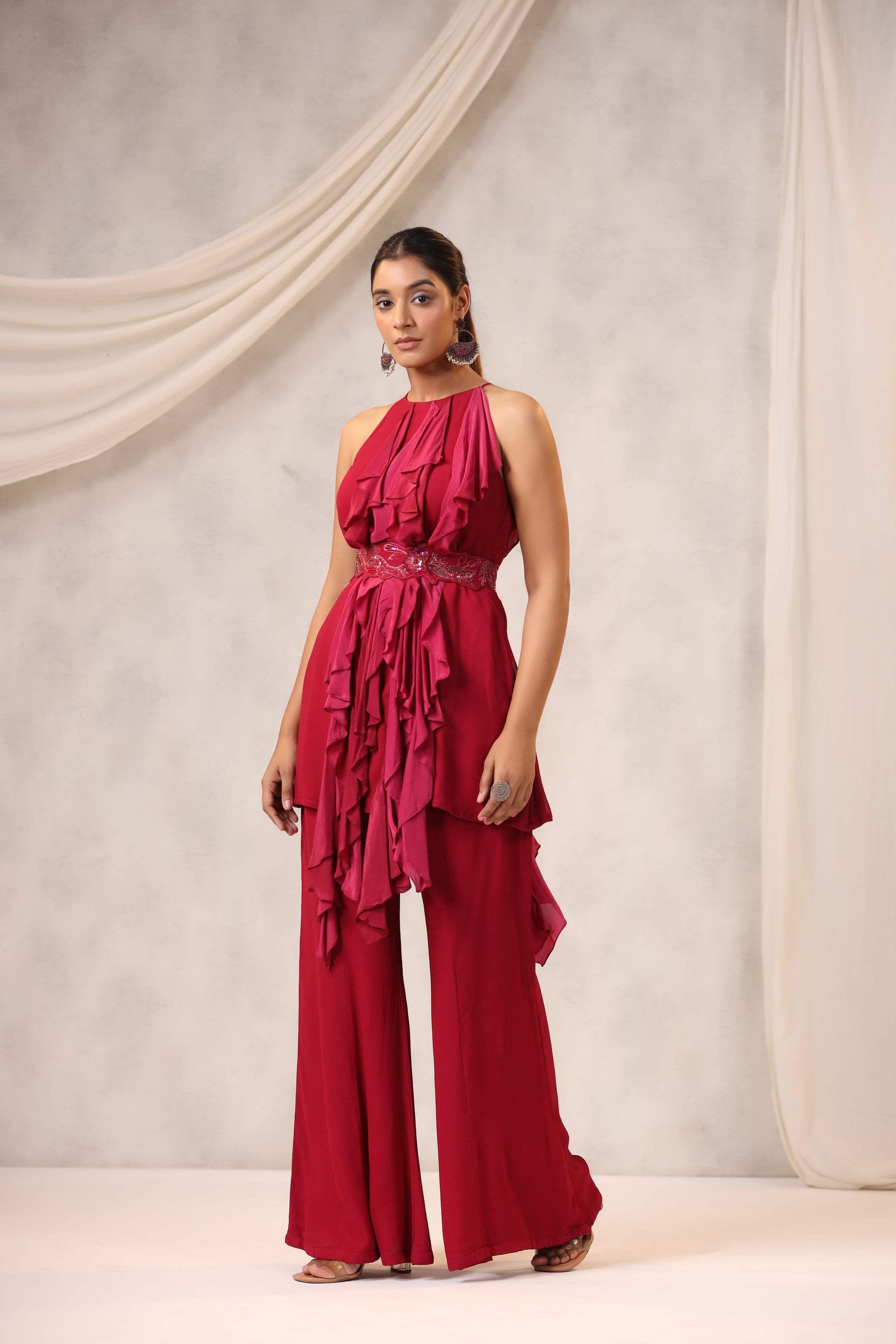 MAROON TOP BOTTOM SET