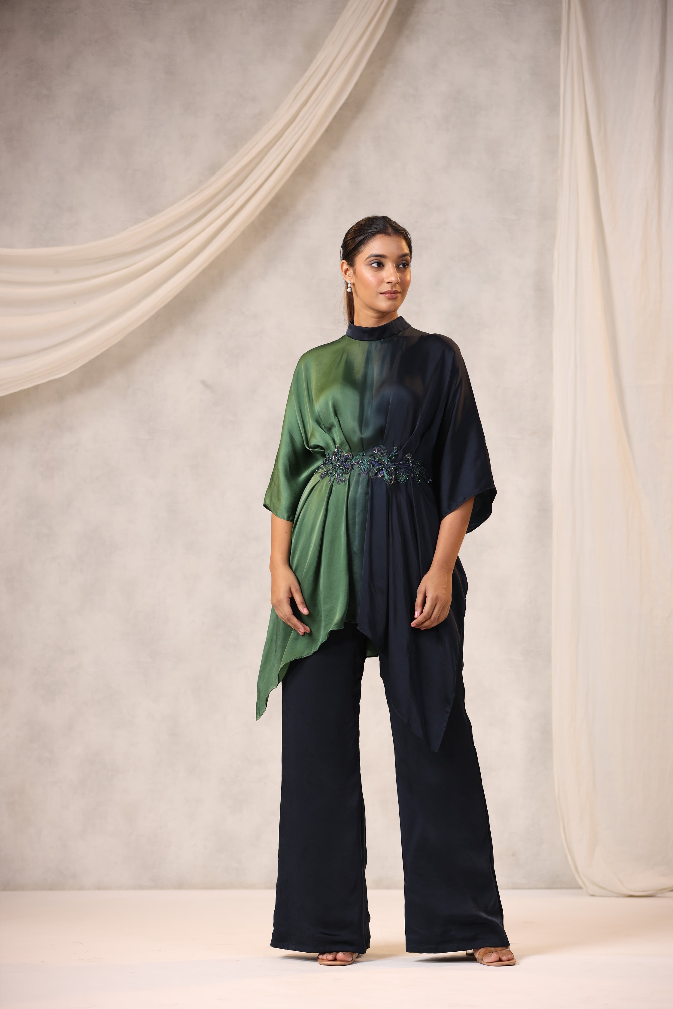 Blue & Green satin Top bottom