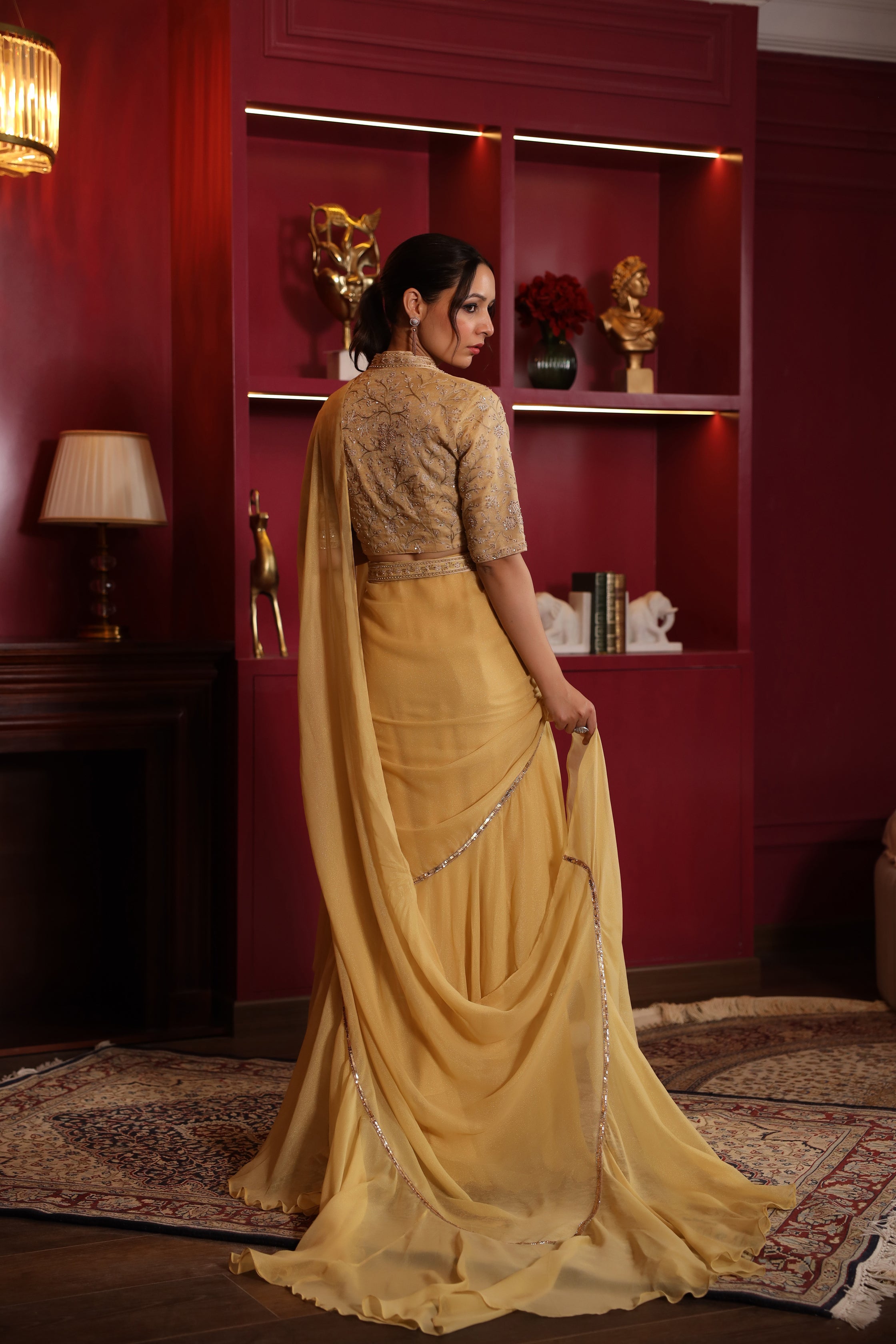 BEIGE DRAPE SAREE