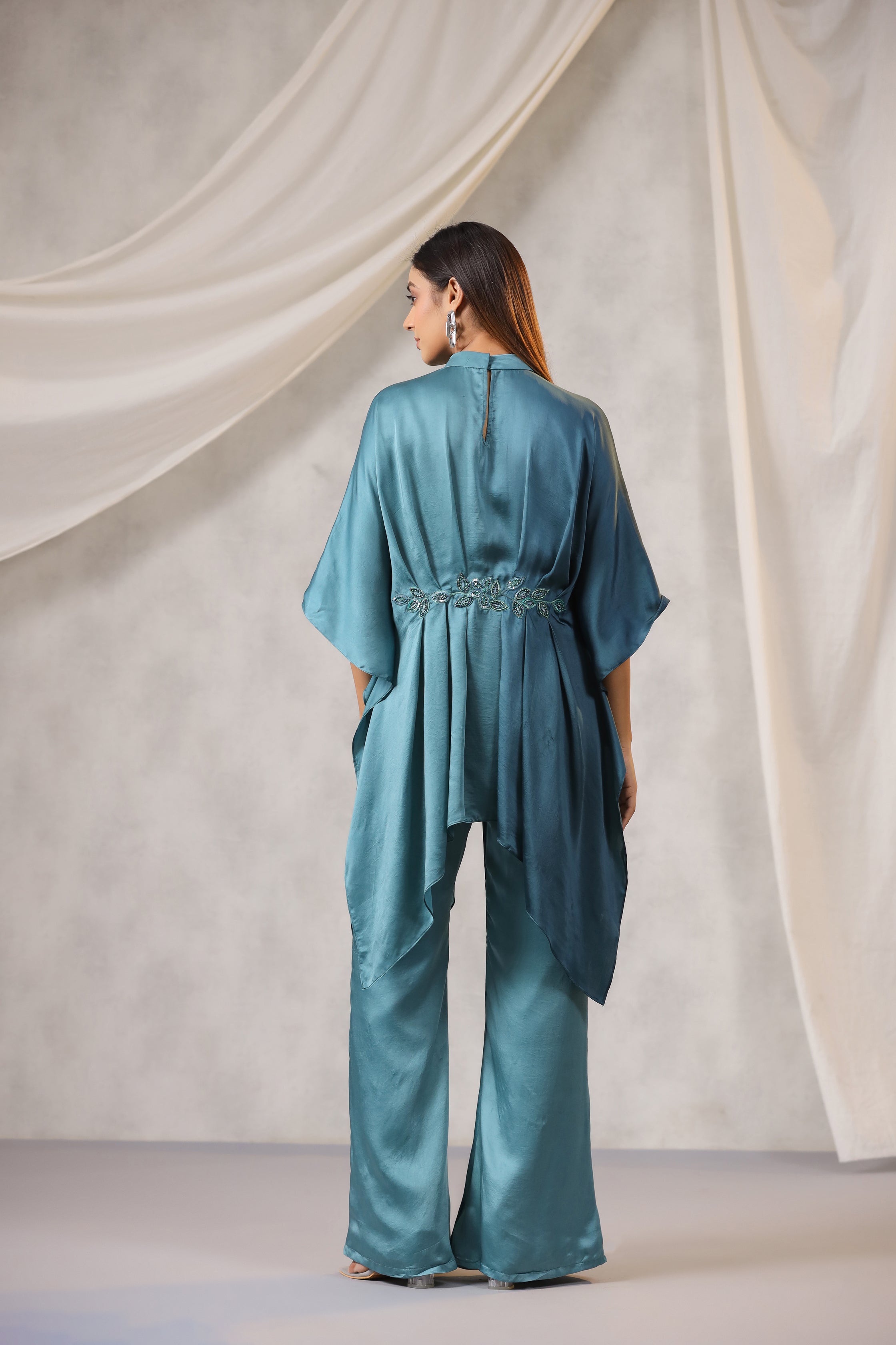TEAL OMBRE SATIN CO ORD SET