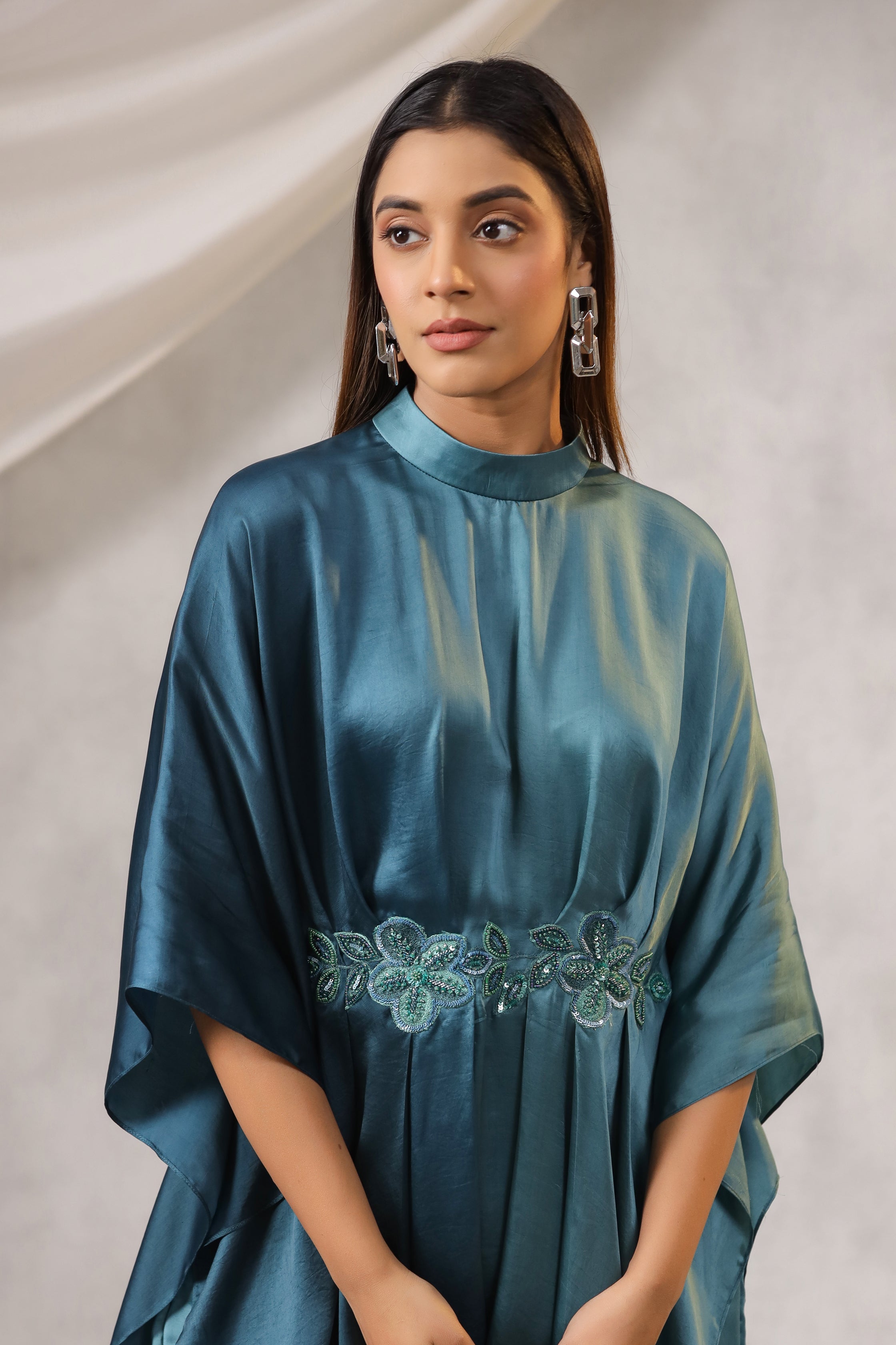 TEAL OMBRE SATIN CO ORD SET