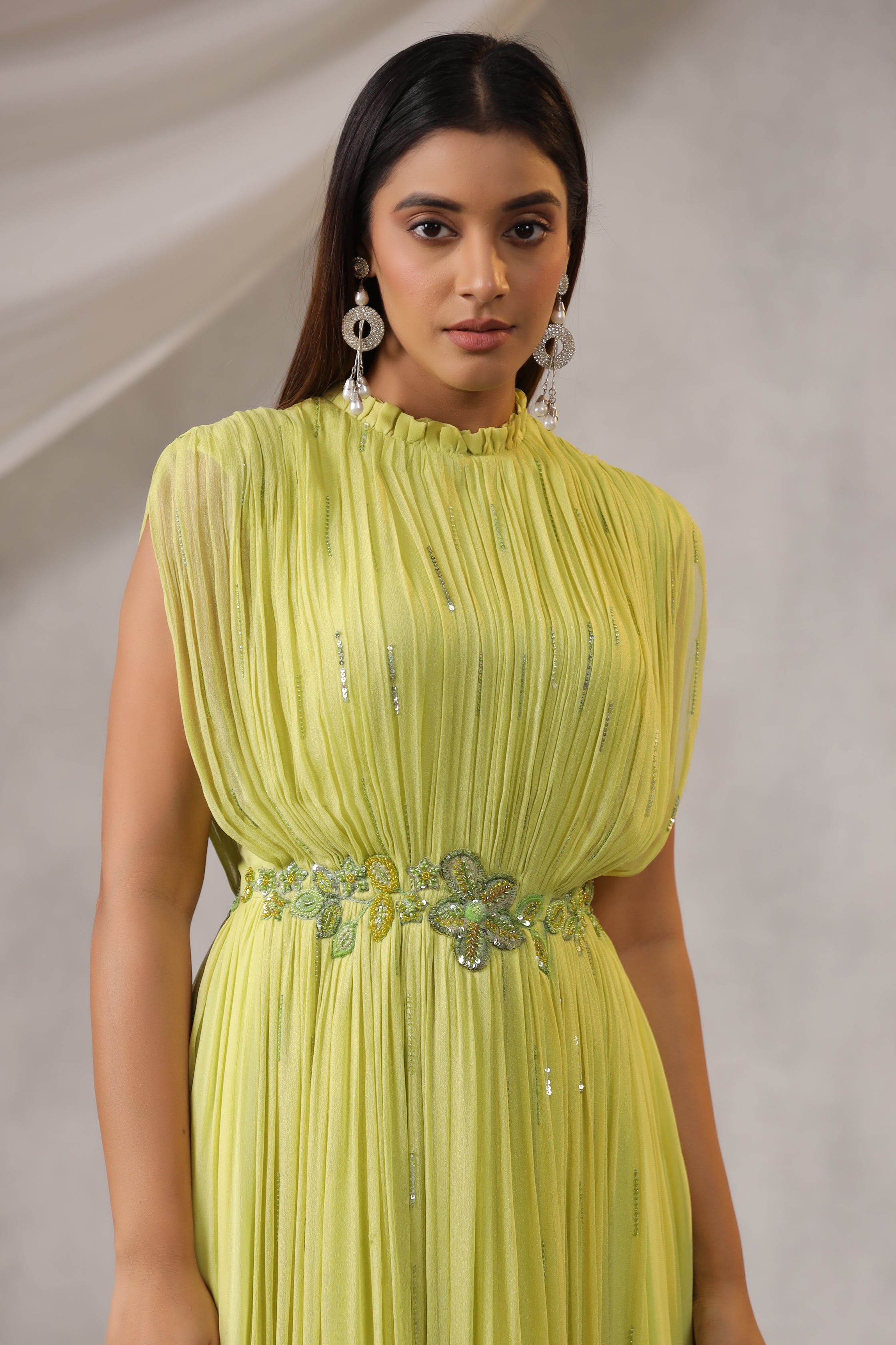 LIME GREEN GEORGETTE GOWN