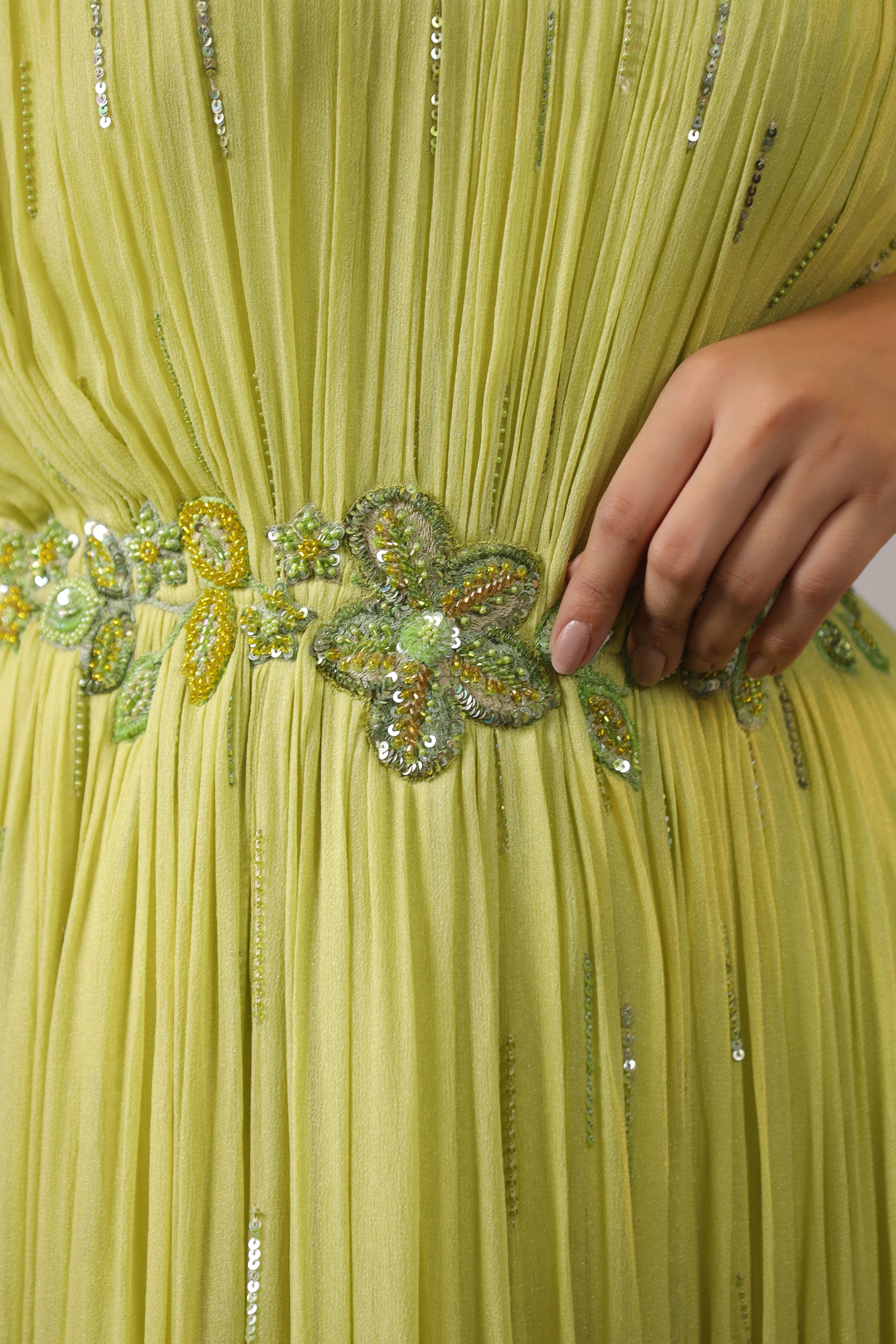 LIME GREEN GEORGETTE GOWN