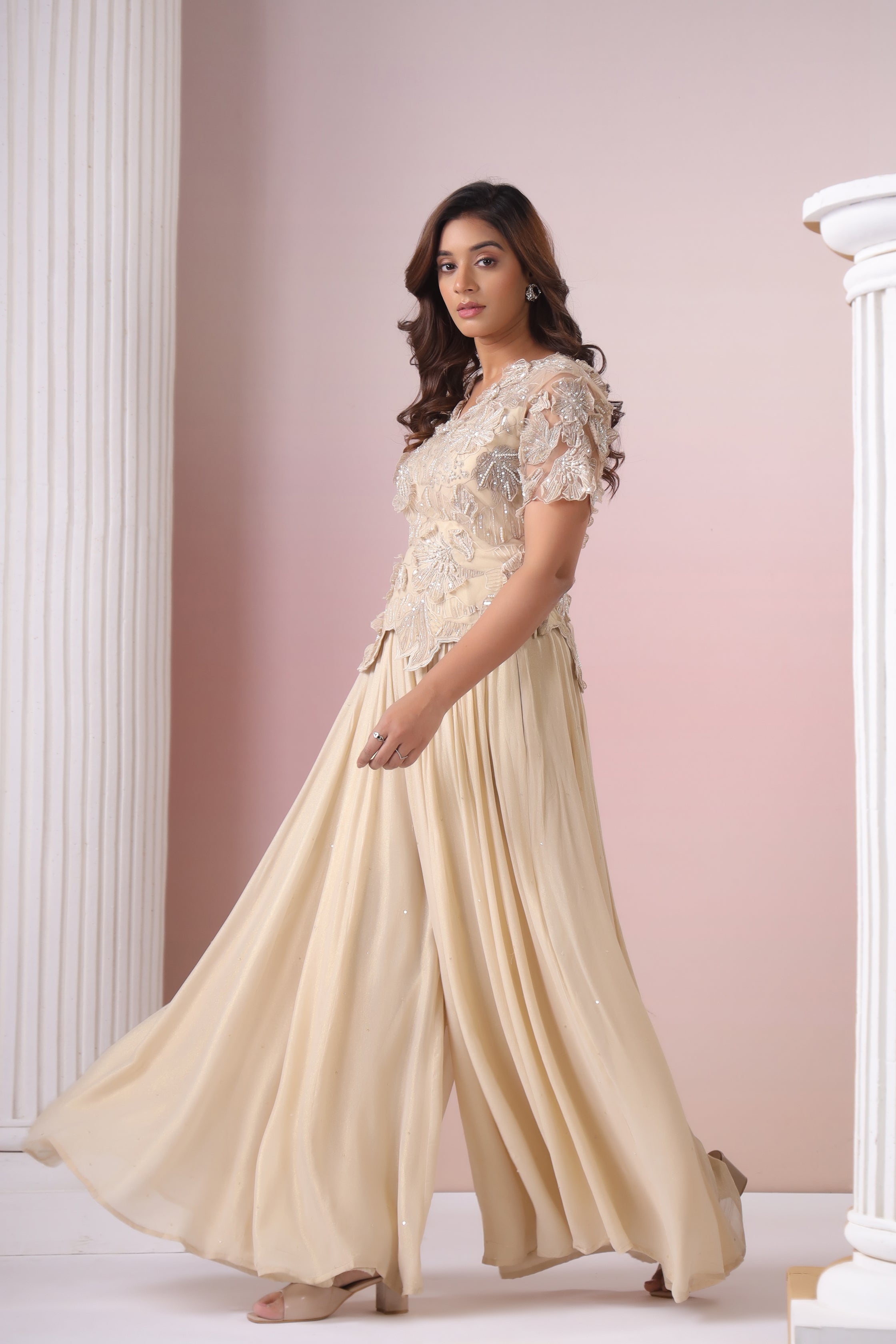 EMBROIDERED WORK FOR TOP AND BOTTOM SET